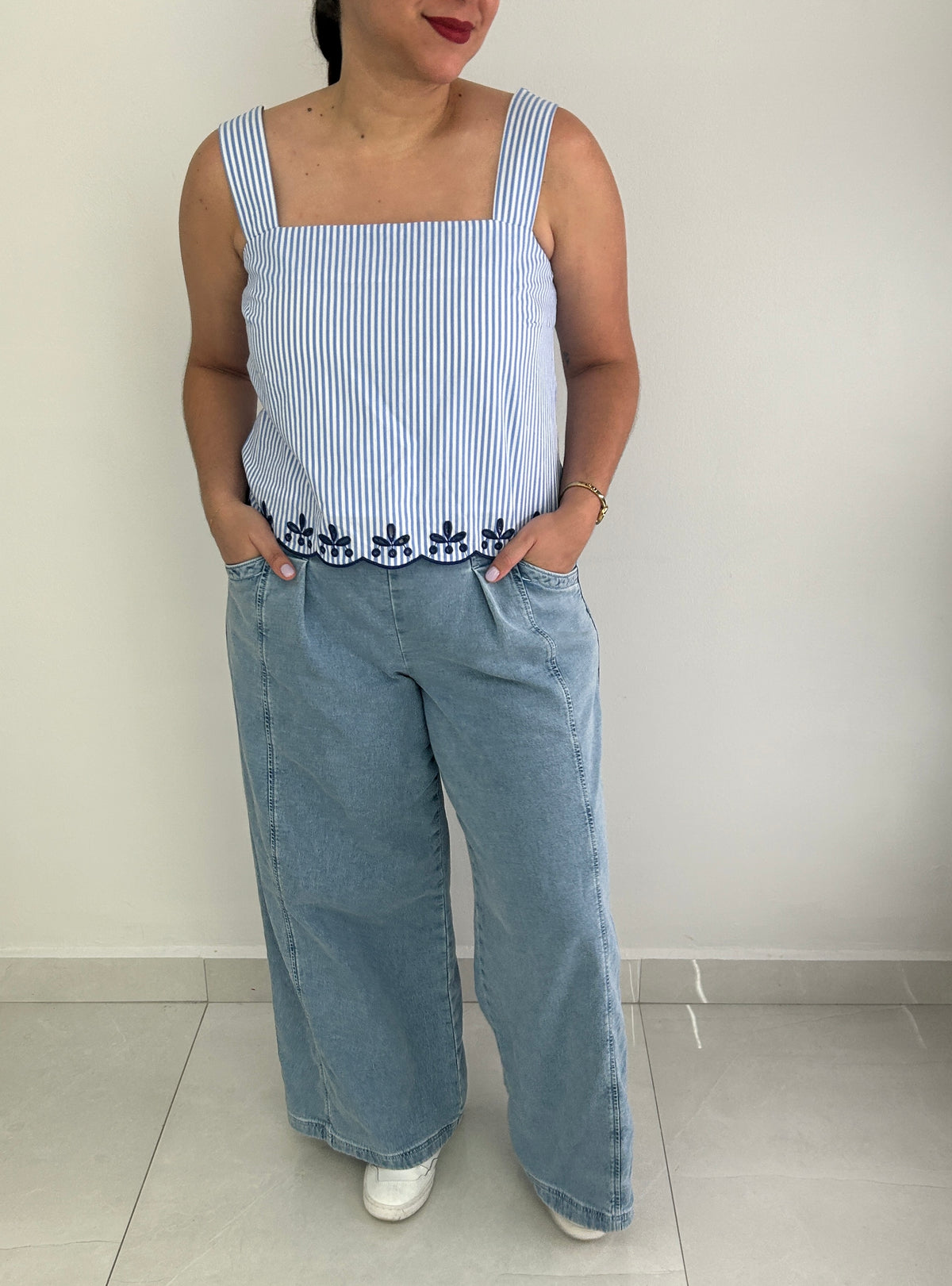 Cecilia Square Neckline Stripped Top – view 2