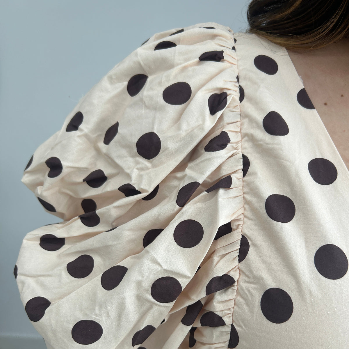 Lucille Polka Dot Top - Blush Pink & Brown Dots â view 4