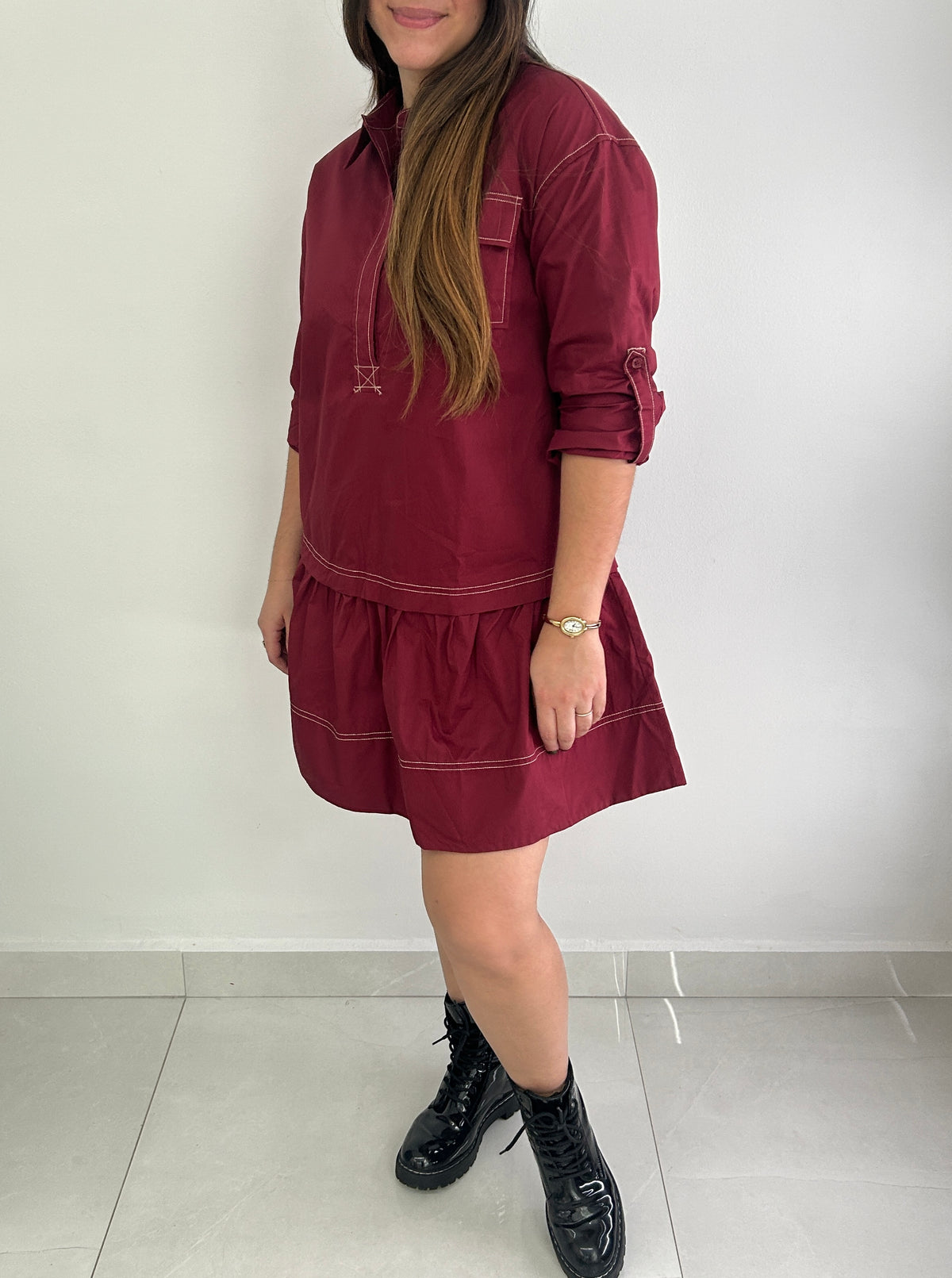 Blair Mini Dress - Burgundy â view 3