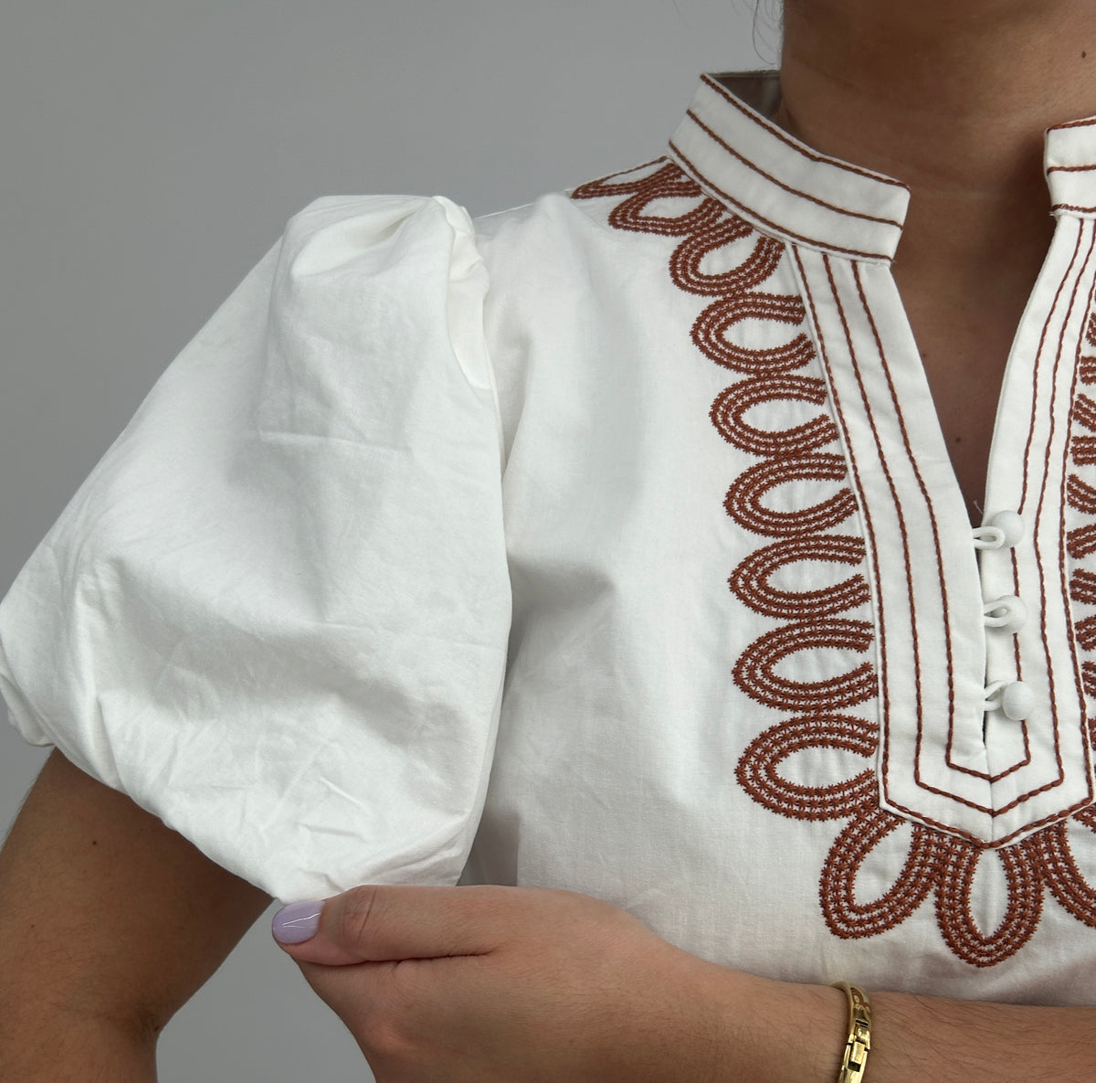 Jemma Embroidery Off White Top – view 7