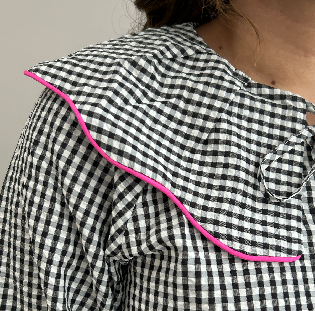Marge Gingham Top - Black + White – view 6