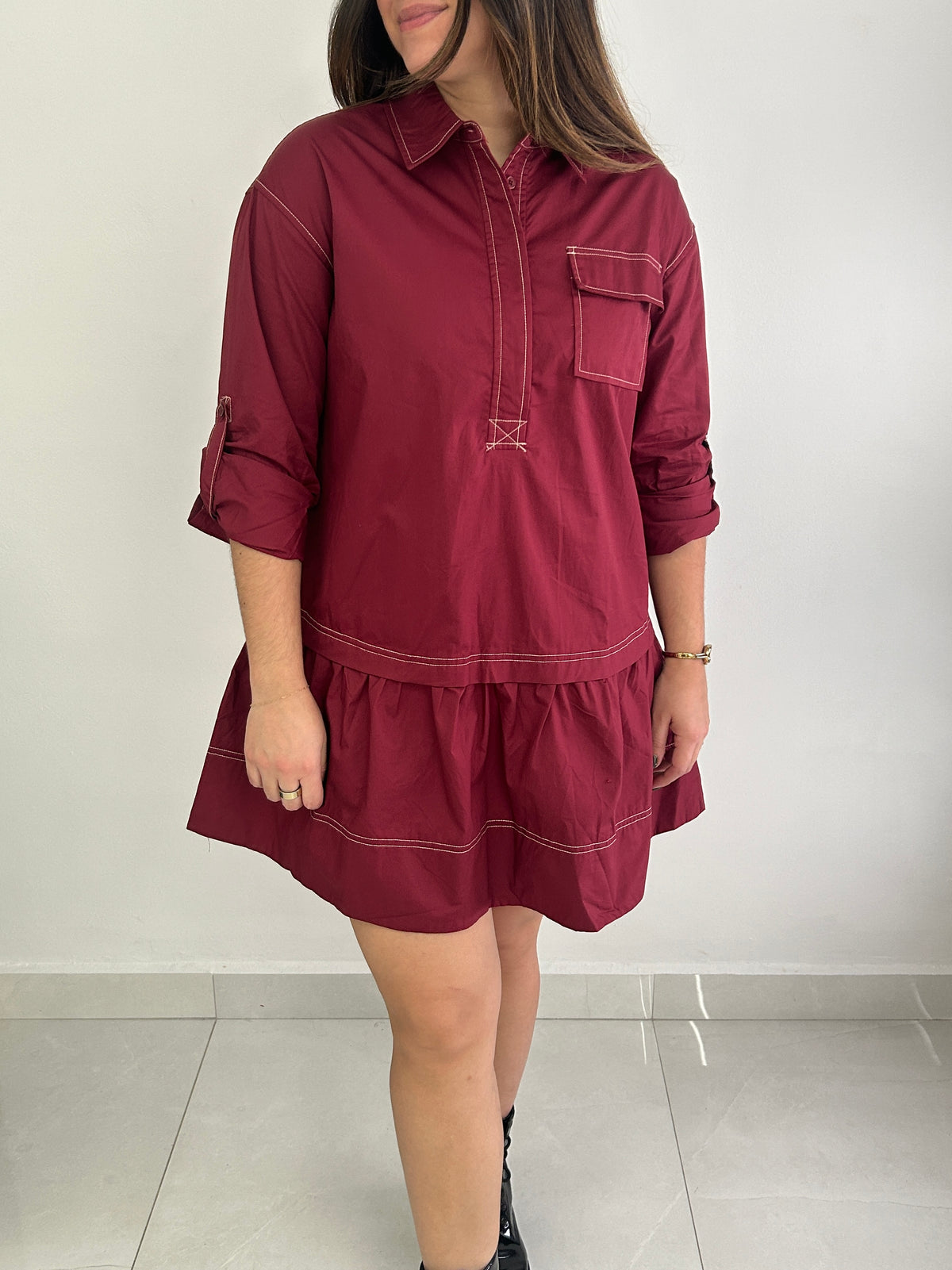 Blair Mini Dress - Burgundy – view 5