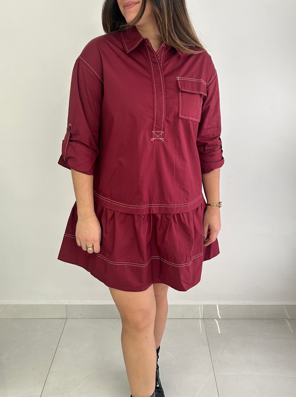 Blair Mini Dress - Burgundy â view 5