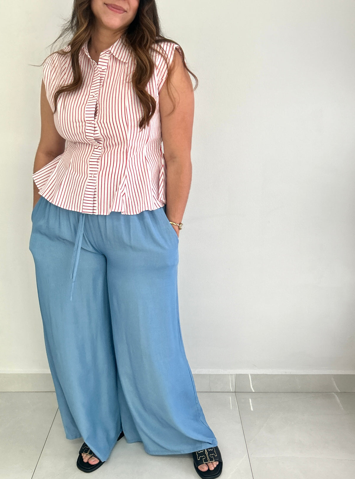 Linda Wide Leg Pants - Light Blue – view 2