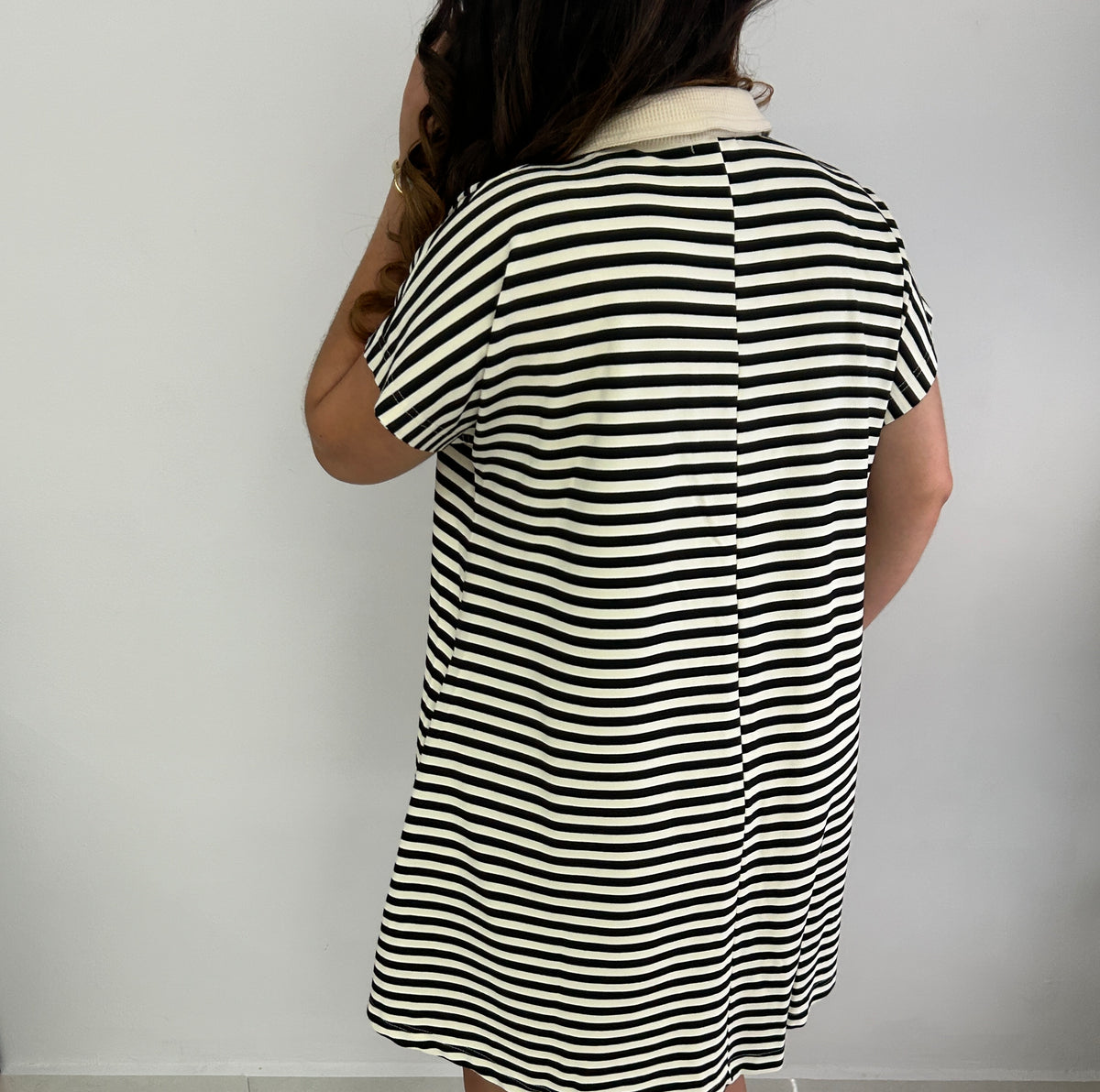 Florence Striped Mini Dress - Cream and Black â view 2