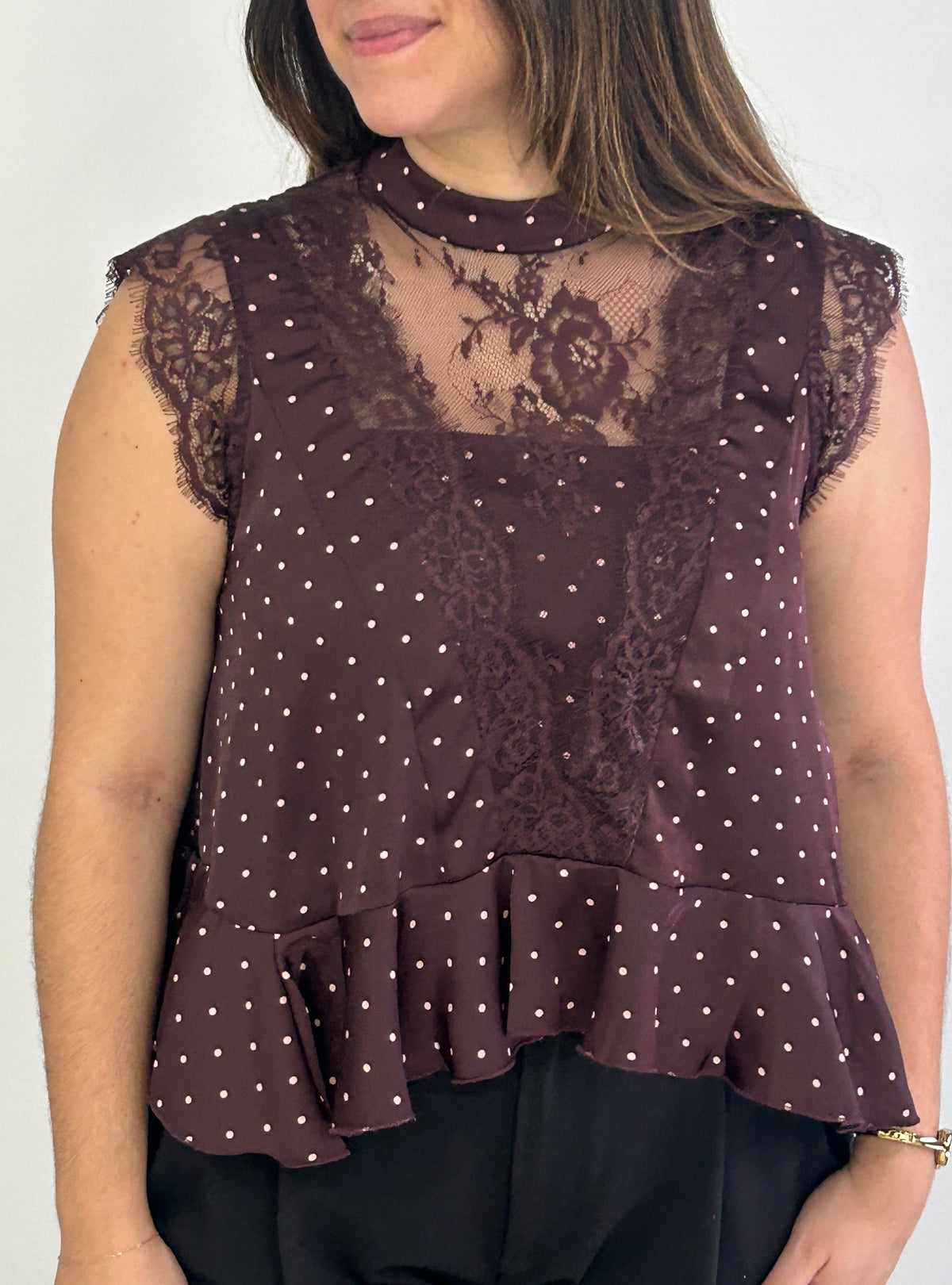 Ophelia Polka Dot Top - Burgundy – view 3