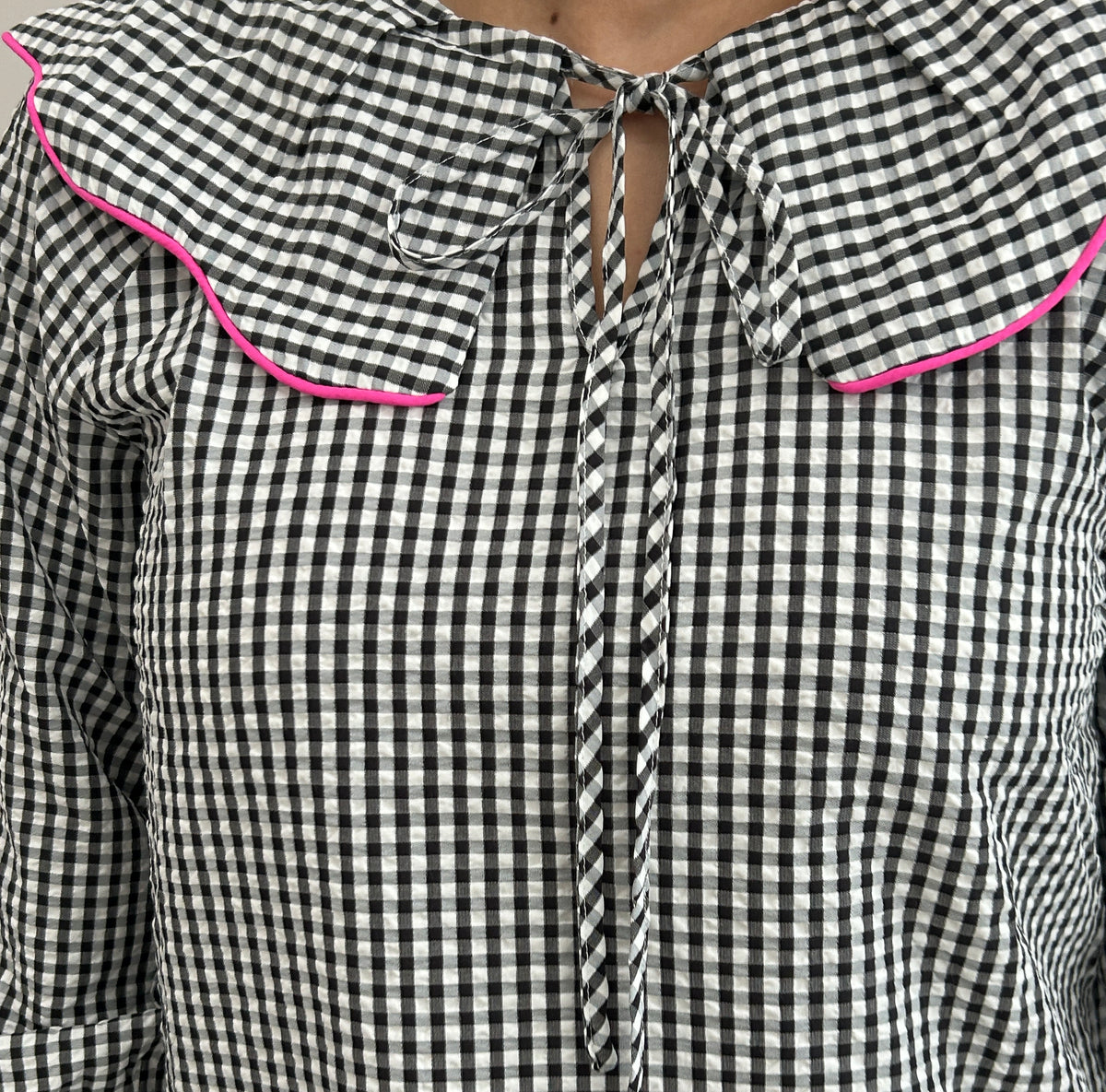 Marge Gingham Top - Black + White – view 8