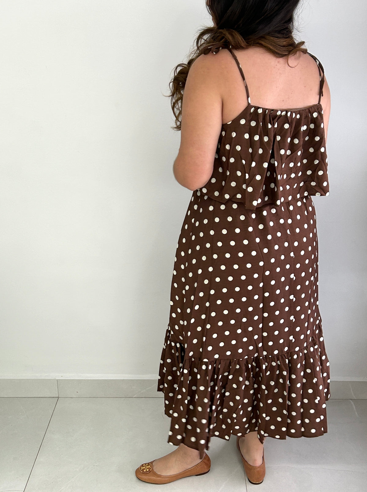 Penelope Midi Dot Dress - Brown â view 2