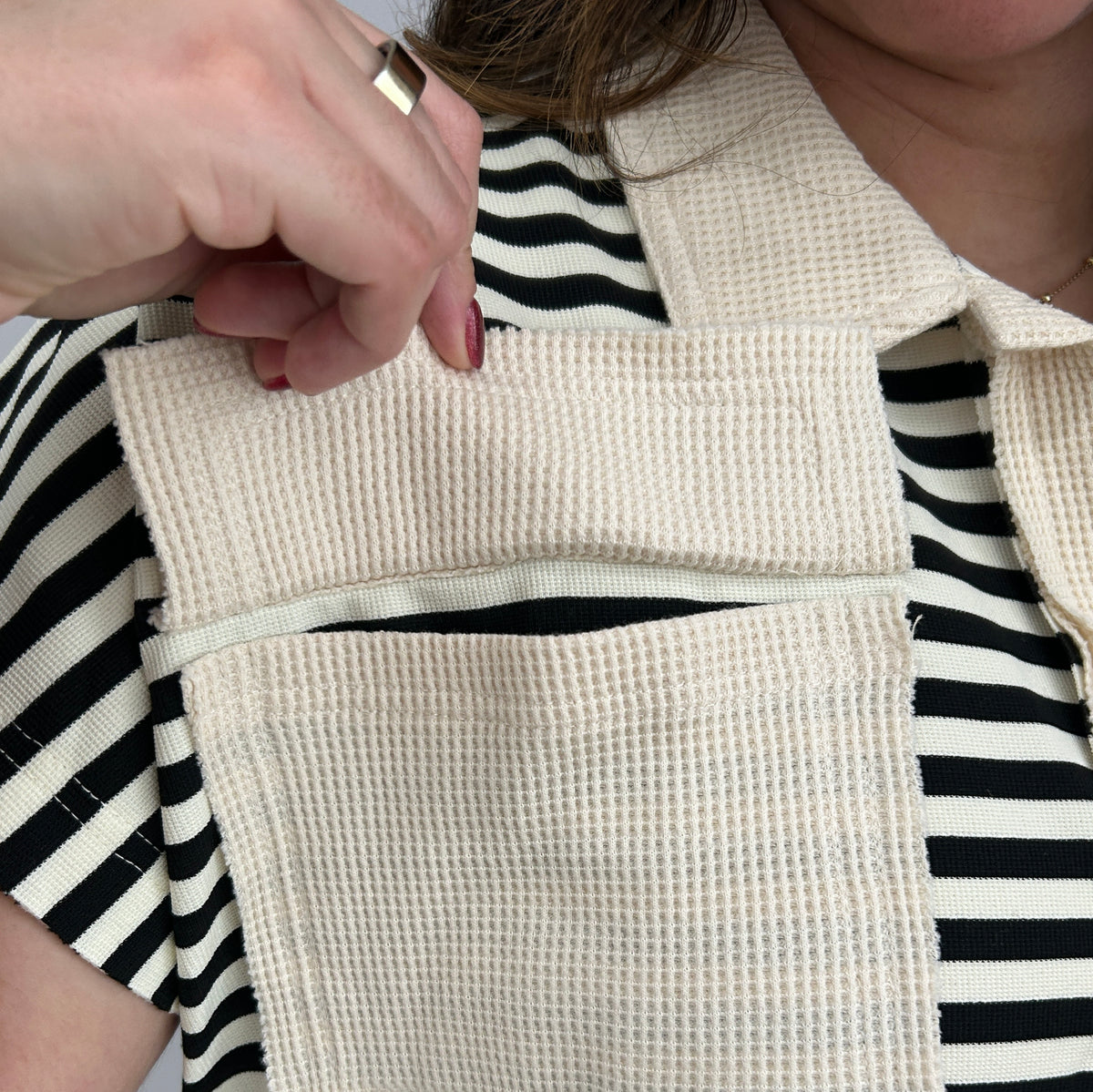 Florence Striped Mini Dress - Cream and Black – view 6