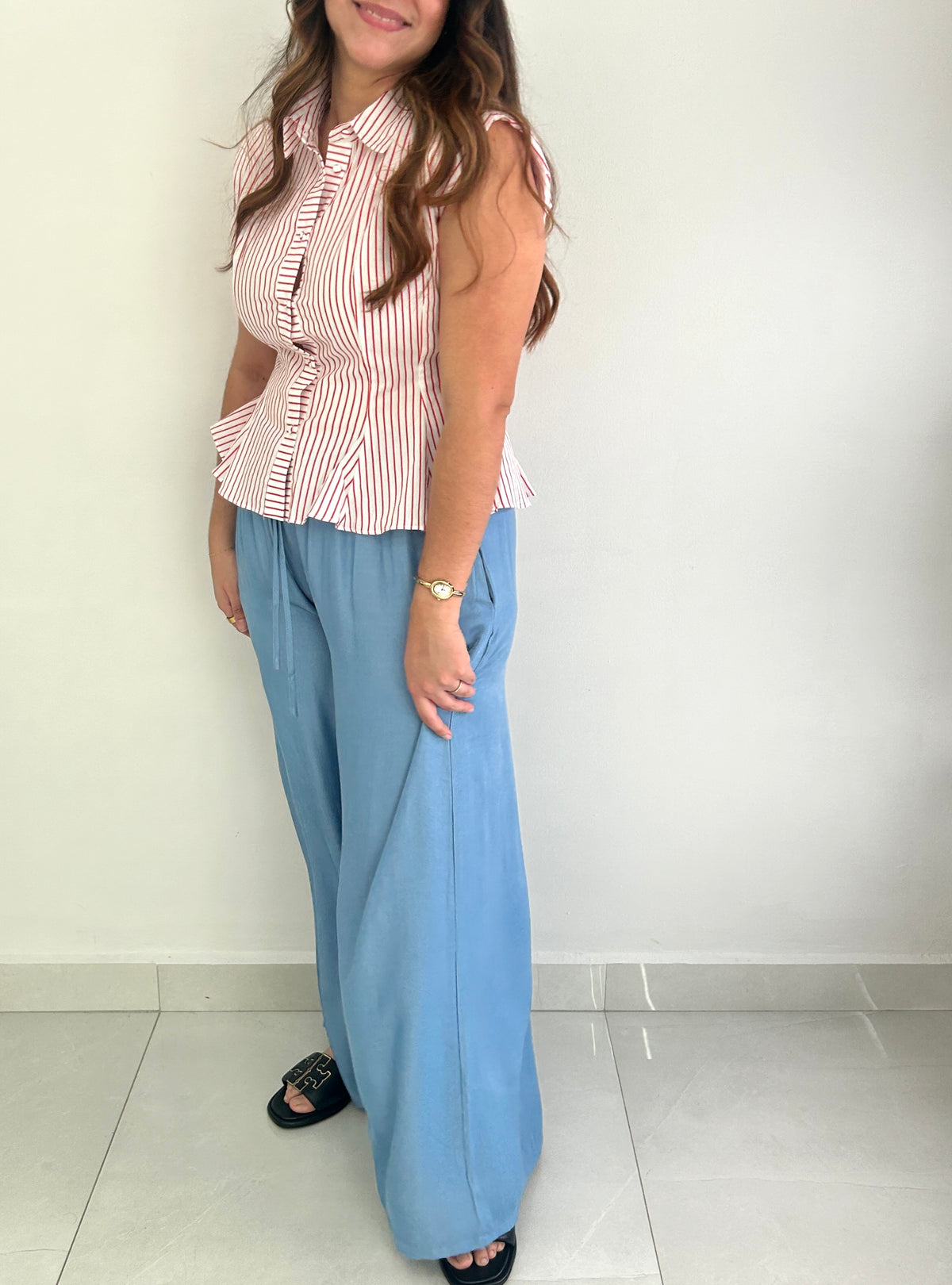 Linda Wide Leg Pants - Light Blue – view 6