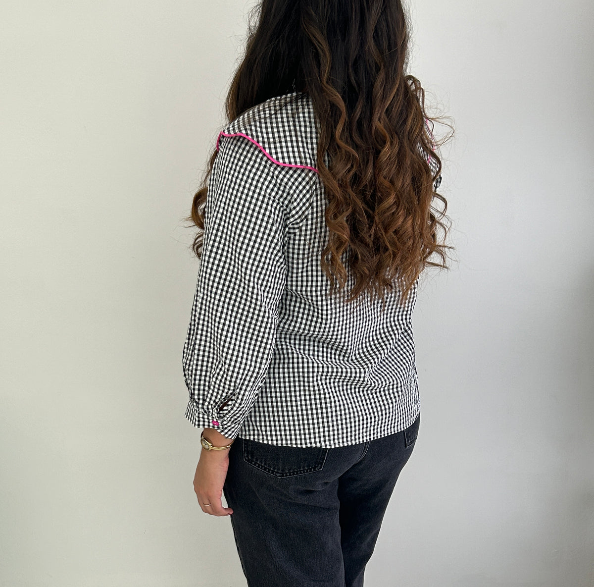 Marge Gingham Top - Black + White – view 3