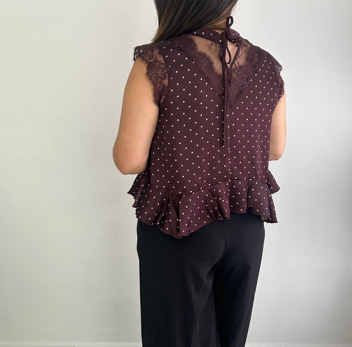 Ophelia Polka Dot Top - Burgundy – view 2