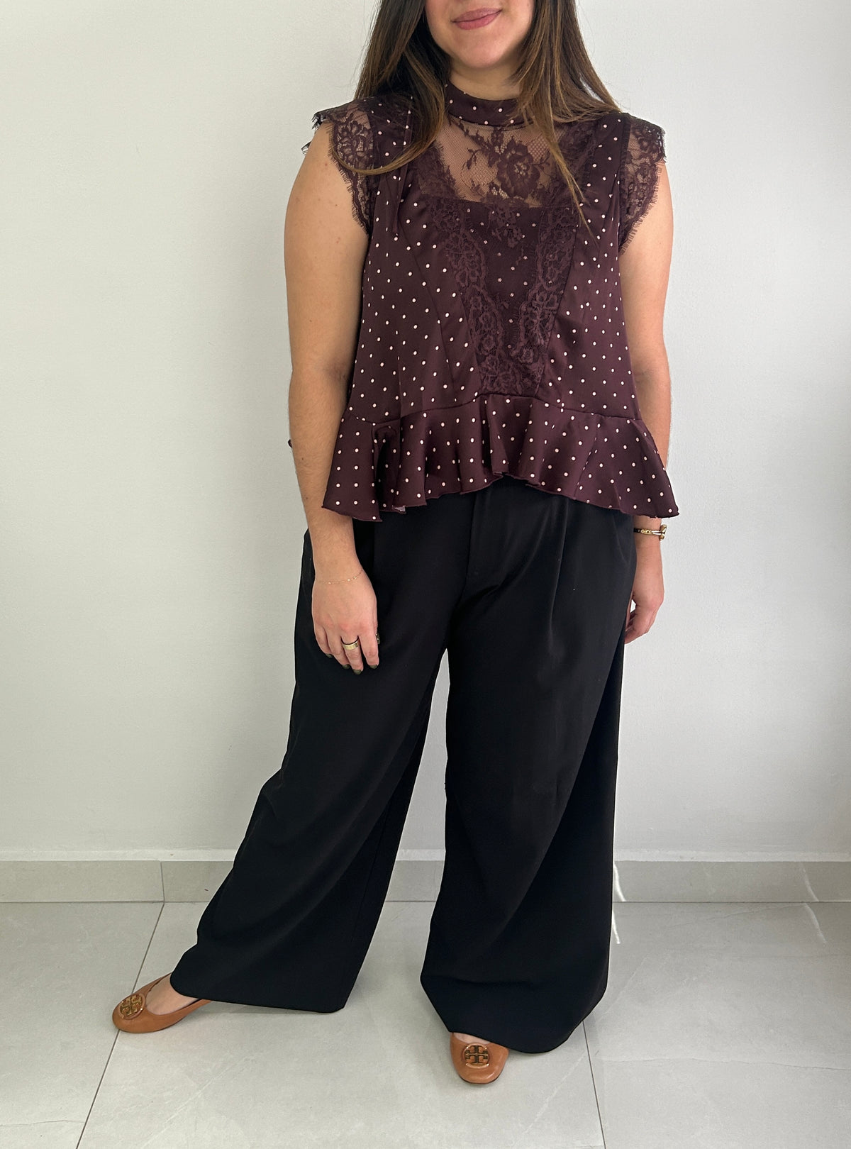 Ophelia Polka Dot Top - Burgundy – view 4