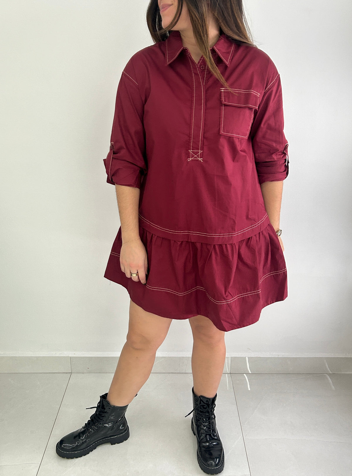 Blair Mini Dress - Burgundy
