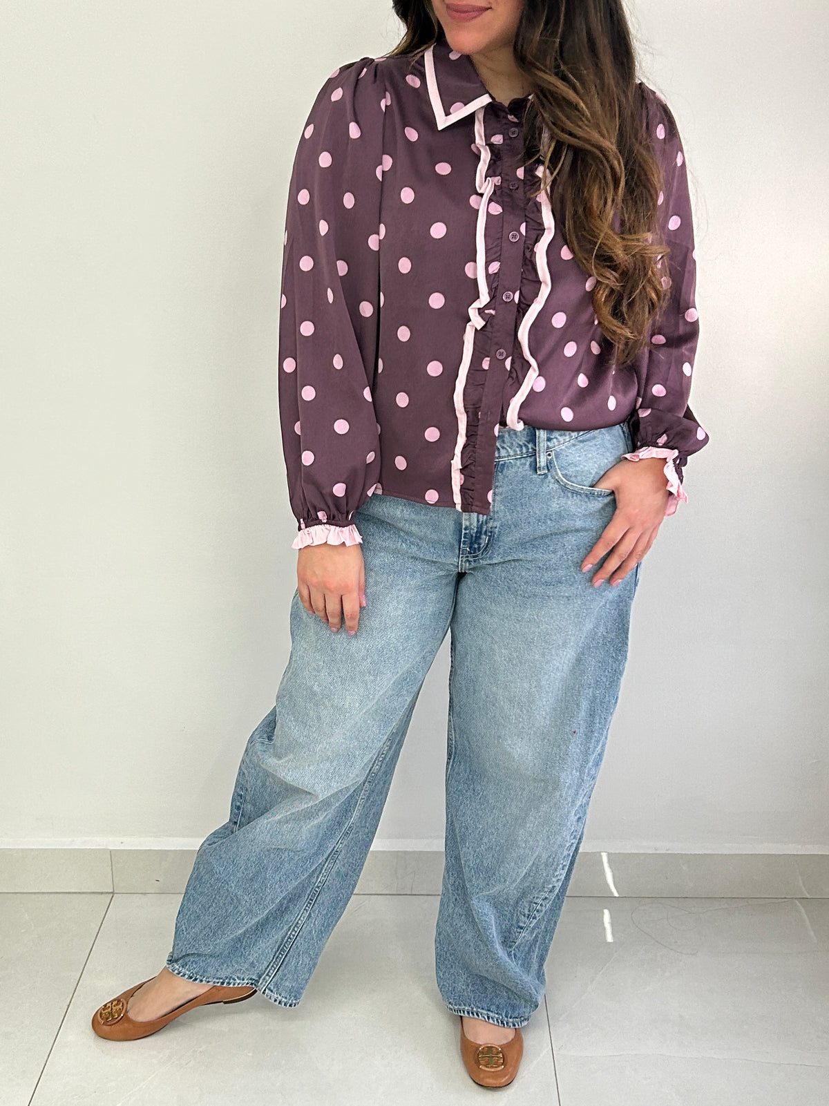 Winona Polka Dot Top - Purple