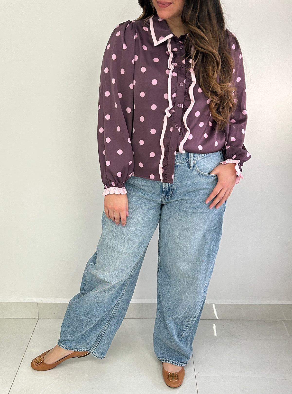 Winona Polka Dot Top - Purple