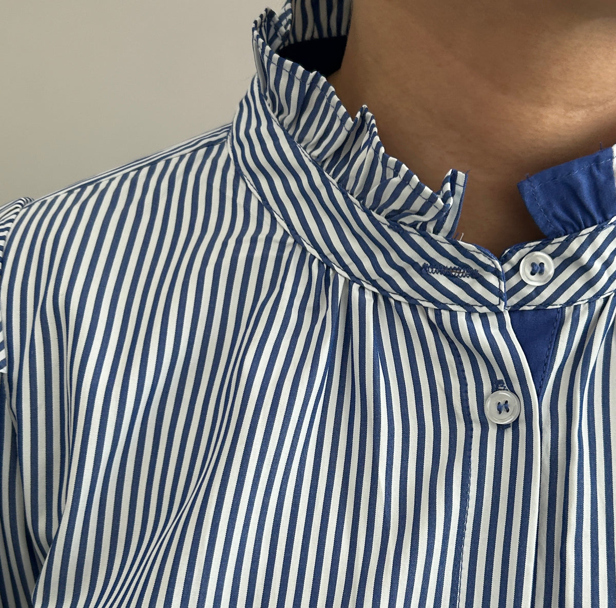Cat Striped Button down Top - Blue – view 4