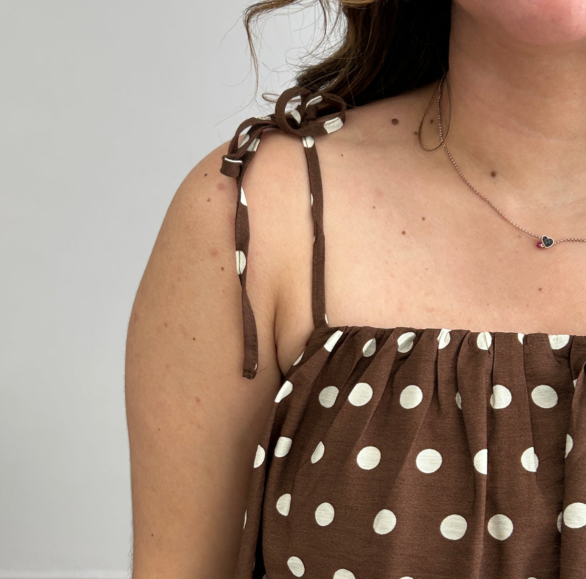 Penelope Midi Dot Dress - Brown – view 3