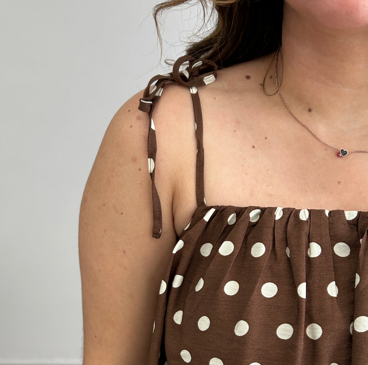 Penelope Midi Dot Dress - Brown â view 3