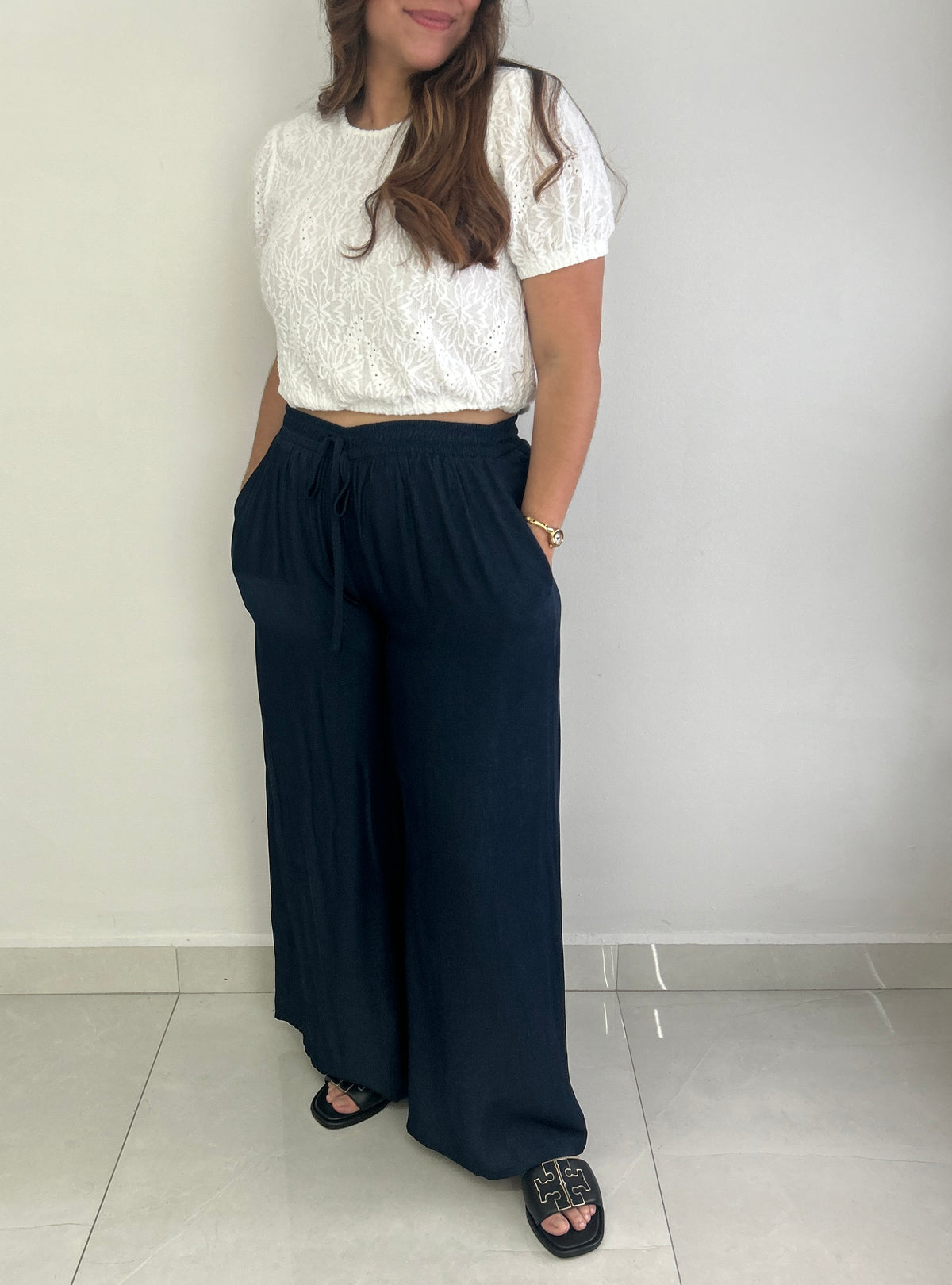 Linda Wide Leg Pants - Navy Blue – view 7