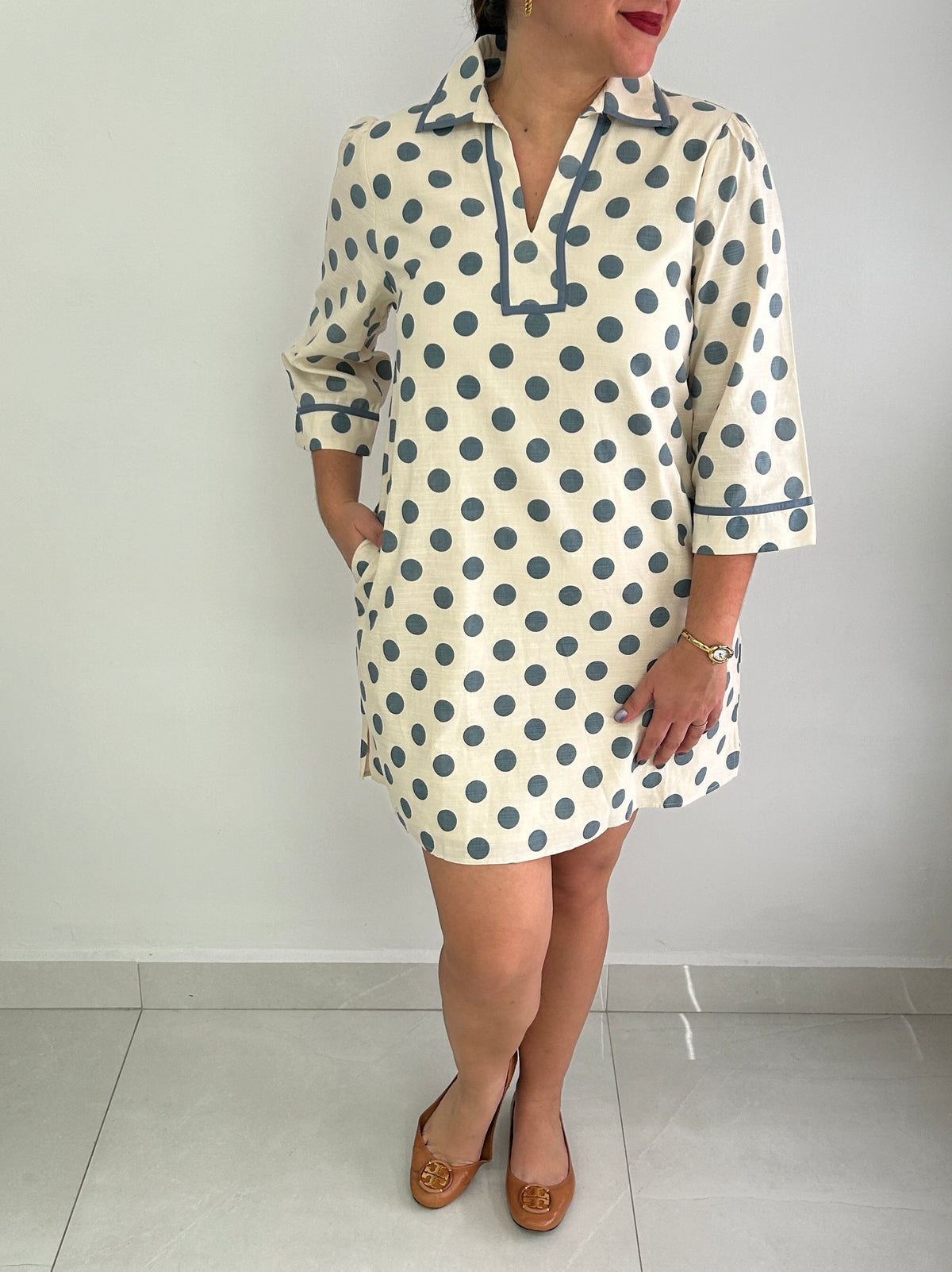 Luna Polka Dot Mini Dress - Blue