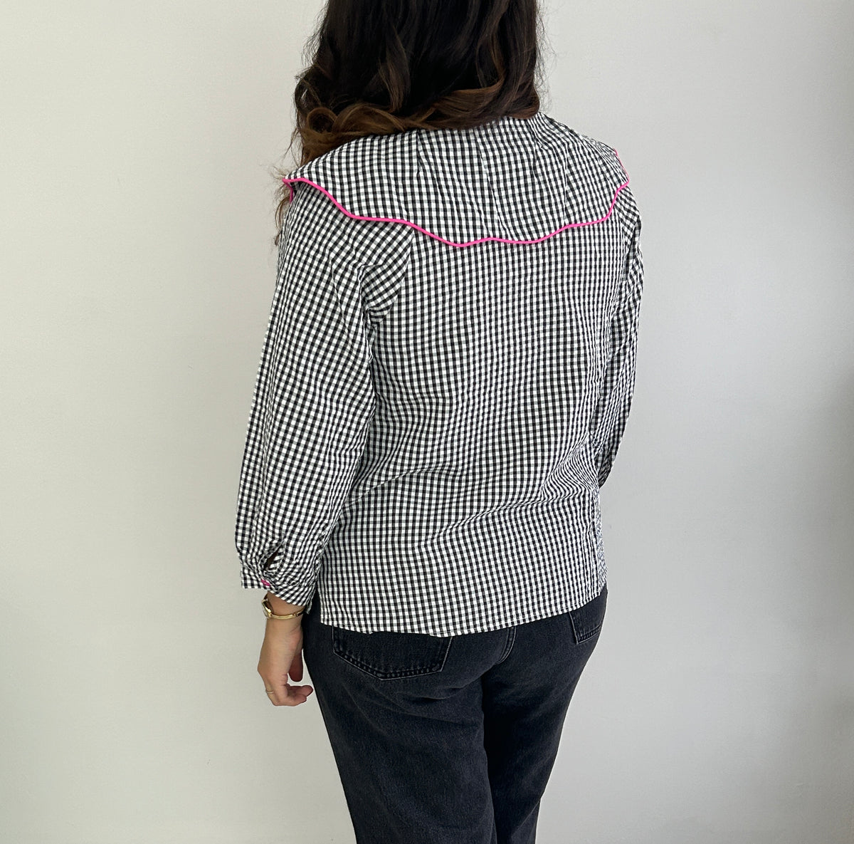 Marge Gingham Top - Black + White – view 5