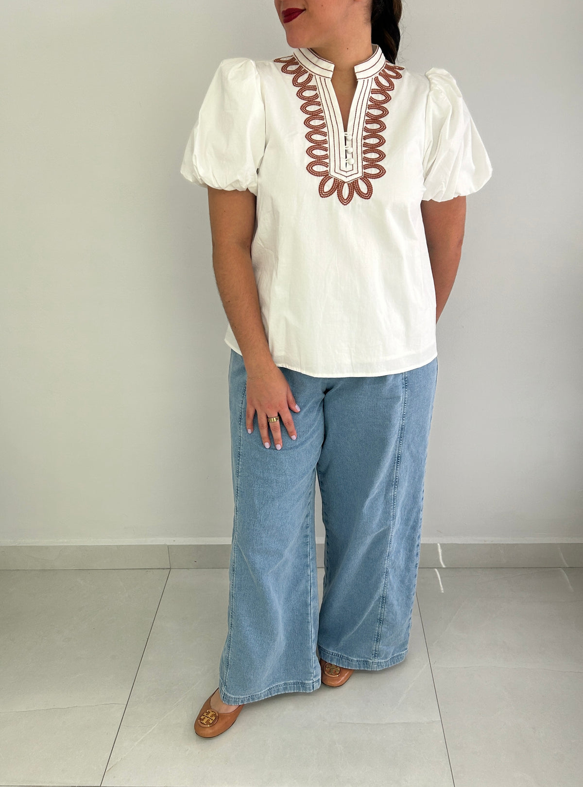 Jemma Embroidery Off White Top – view 2