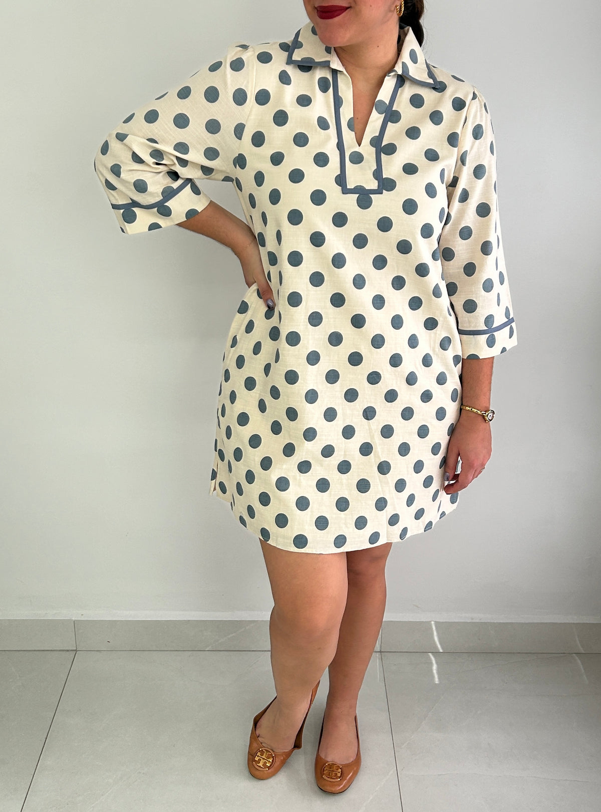Luna Polka Dot Mini Dress - Blue – view 4
