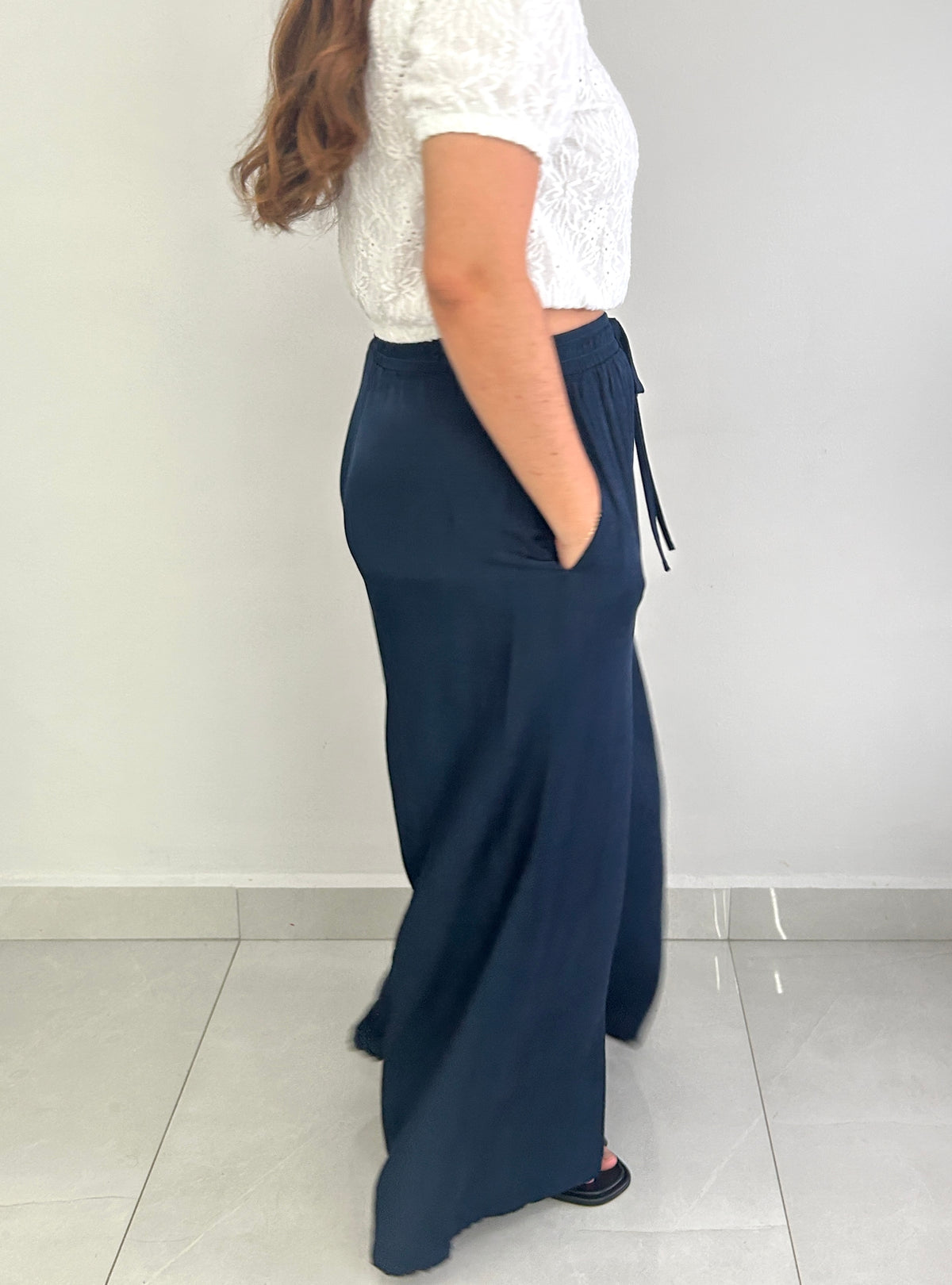 Linda Wide Leg Pants - Navy Blue – view 5