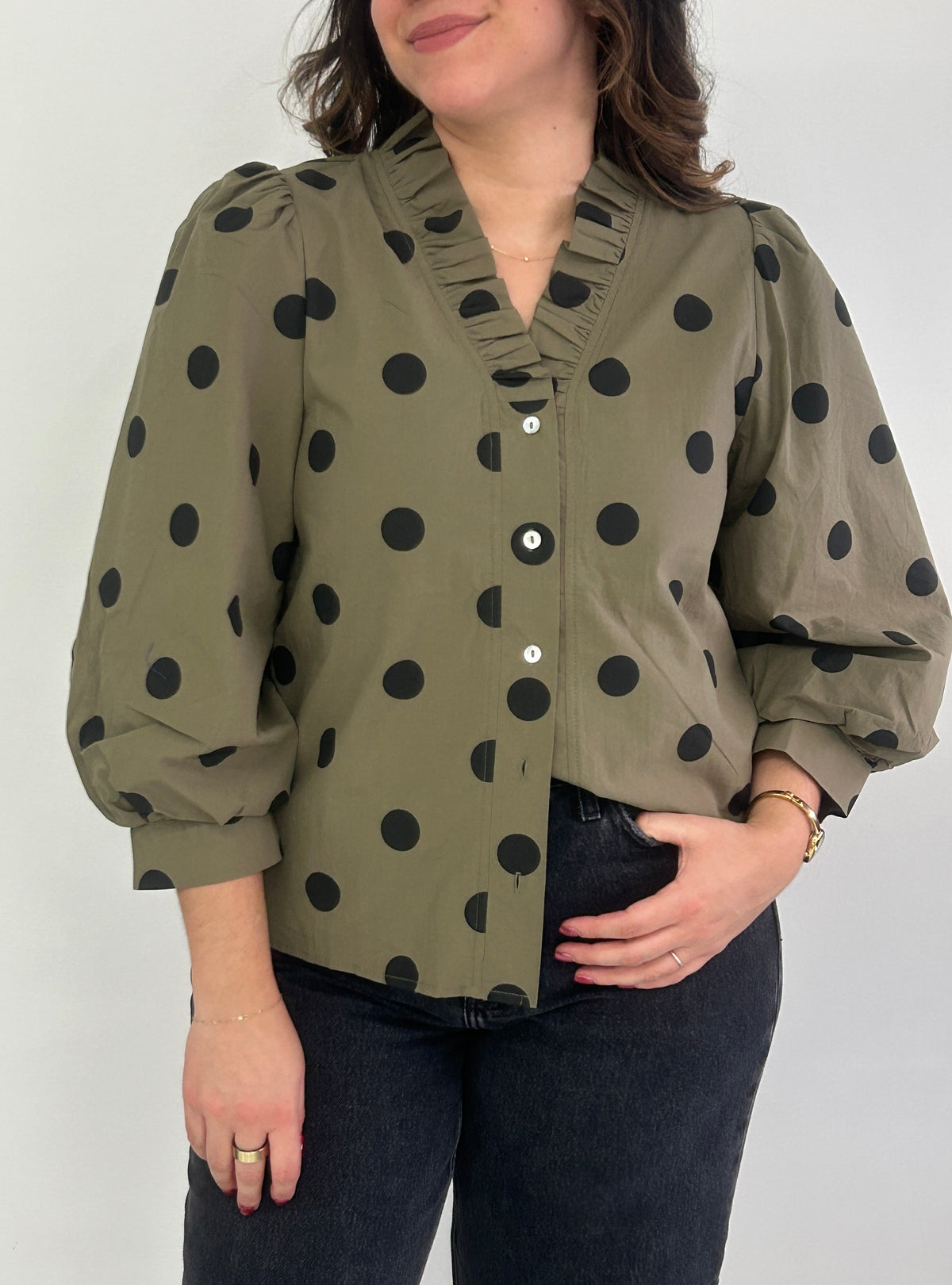 Grace Polka Dots Top - Green