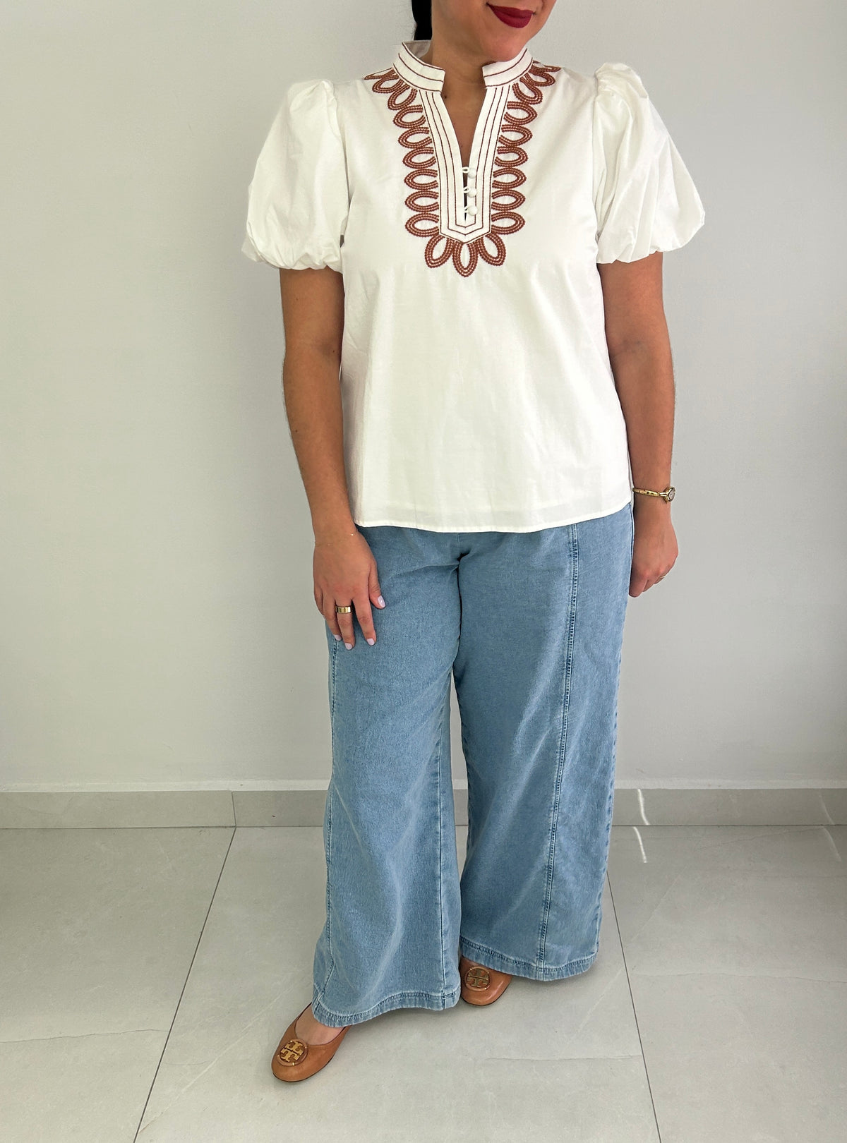 Jemma Embroidery Off White Top – view 5