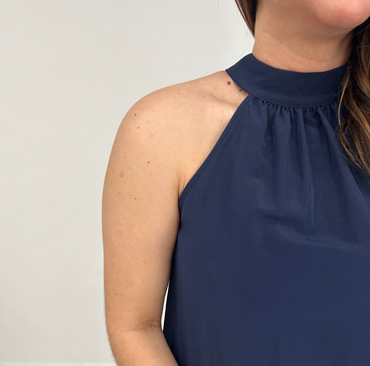 Noah Navy Halter Bow Midi Dress – view 2