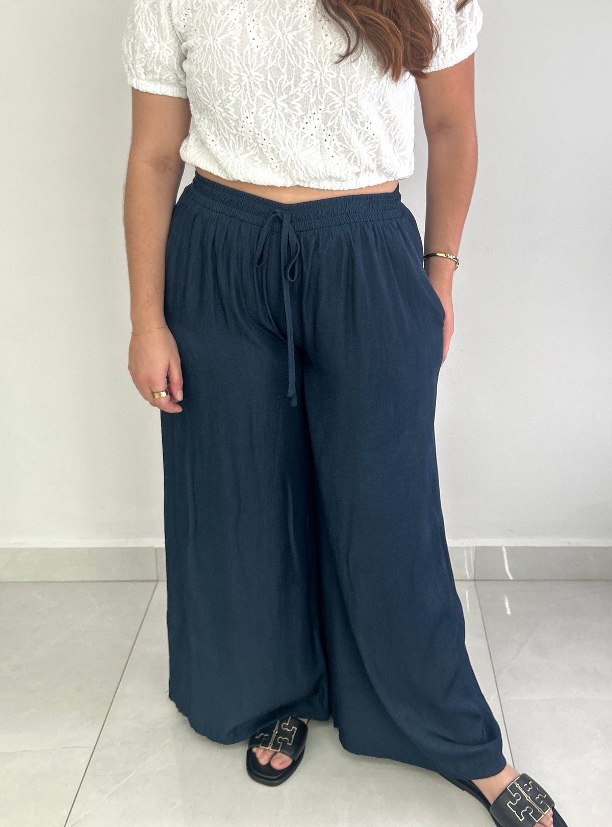 Linda Wide Leg Pants - Navy Blue – view 6