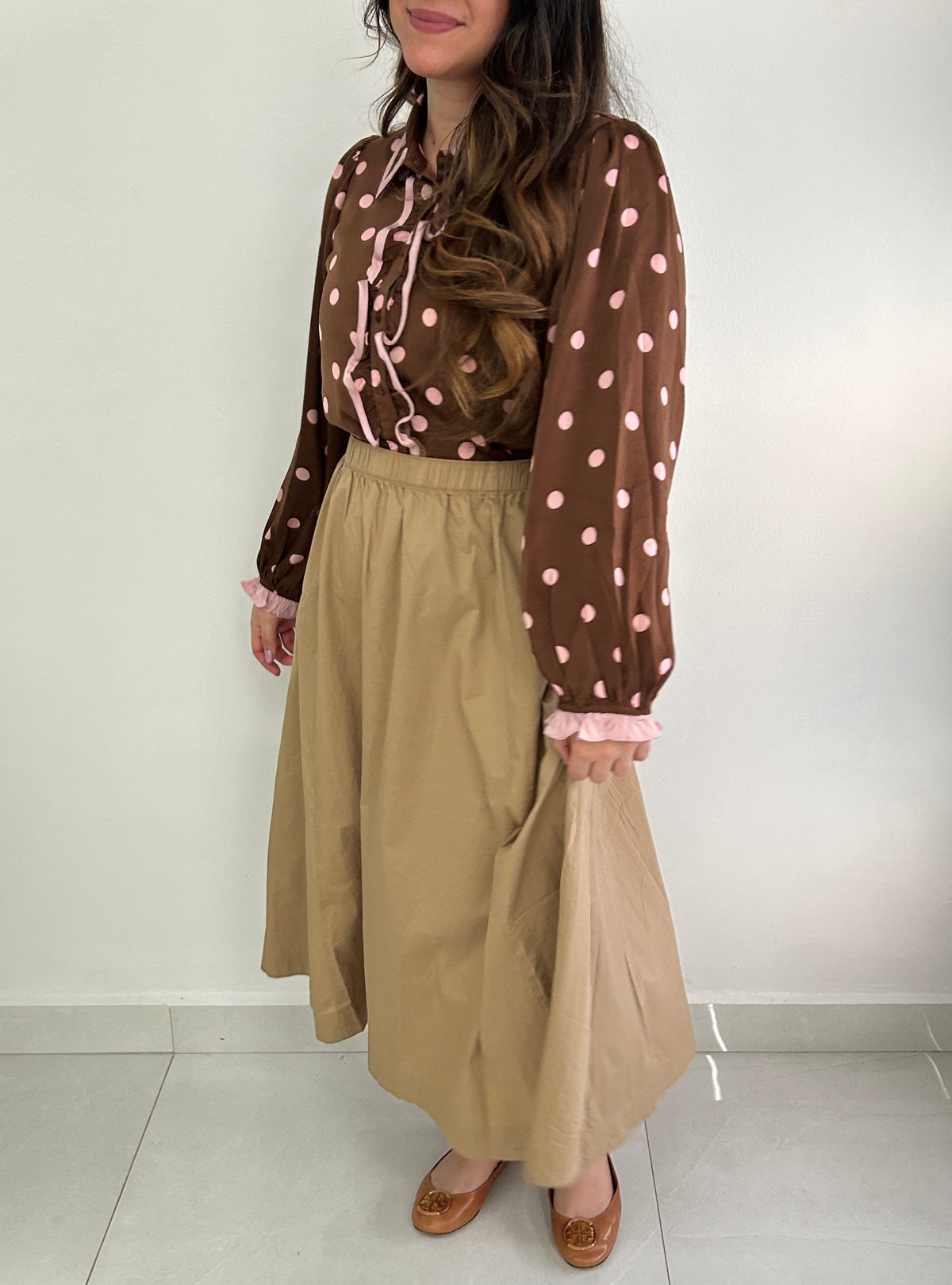 Winona Polka Dot Top - Brown