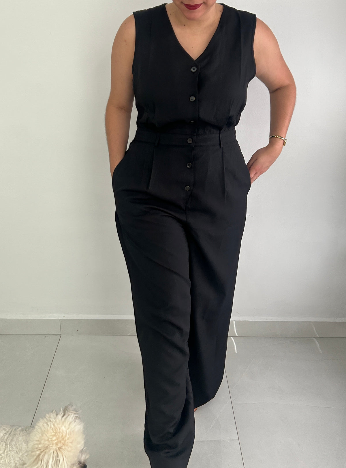 Ellie Black Vest Wide-Leg Jumpsuit