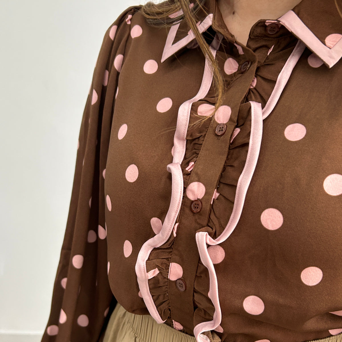 Winona Polka Dot Top - Brown – view 4