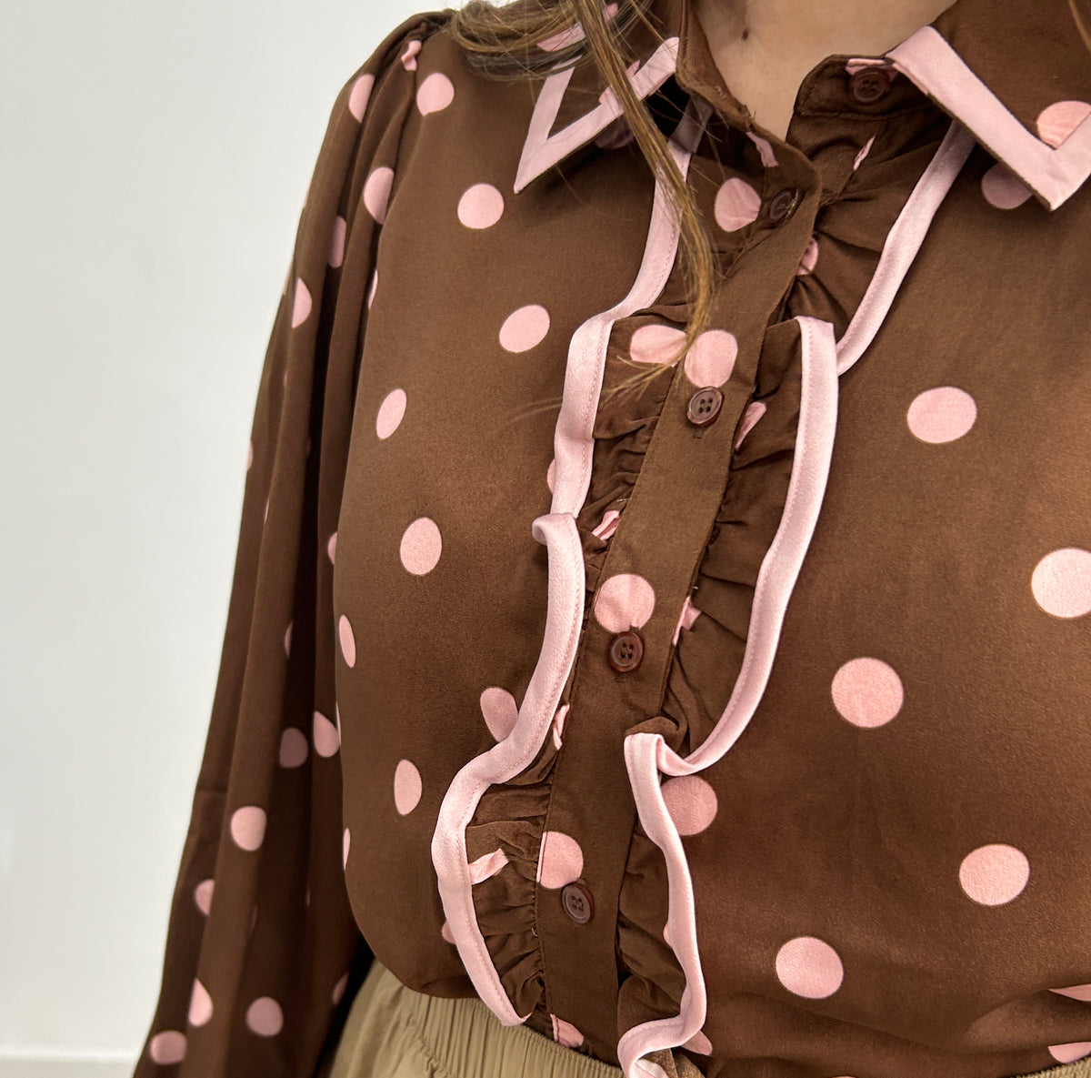 Winona Polka Dot Top - Brown – view 4