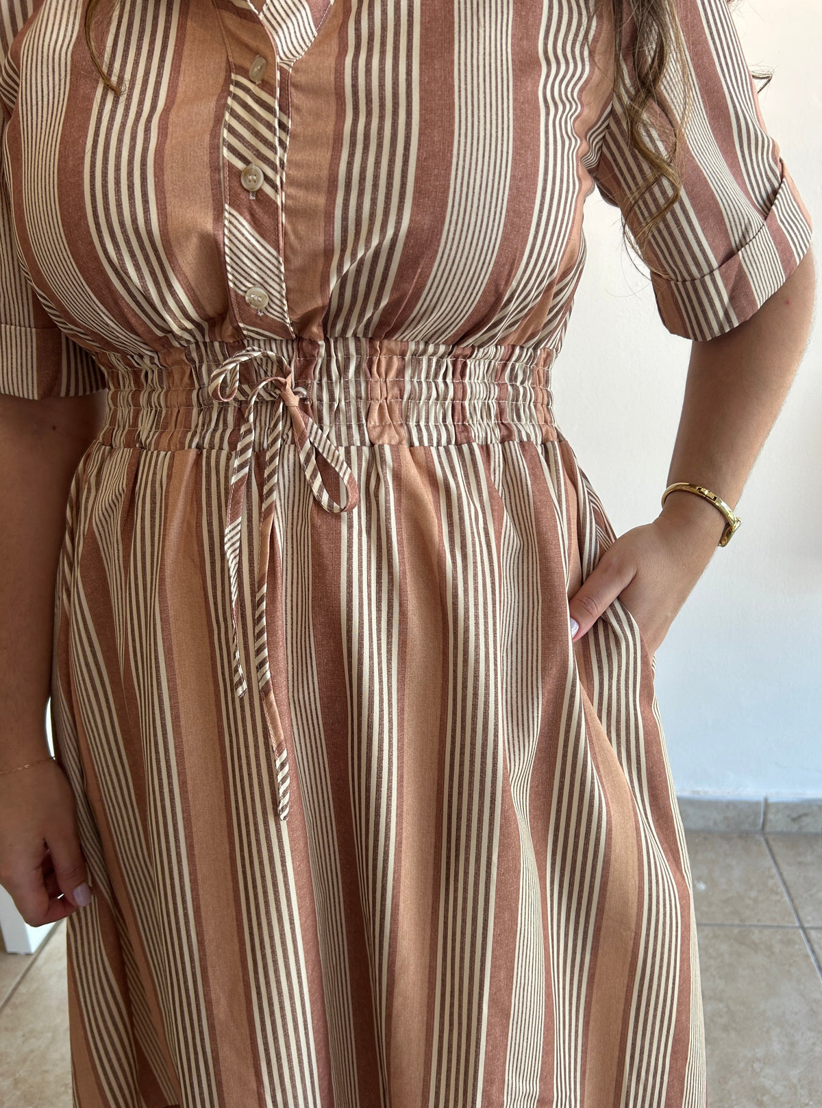 Eliana Stripe Midi Dress - Caramel – view 6