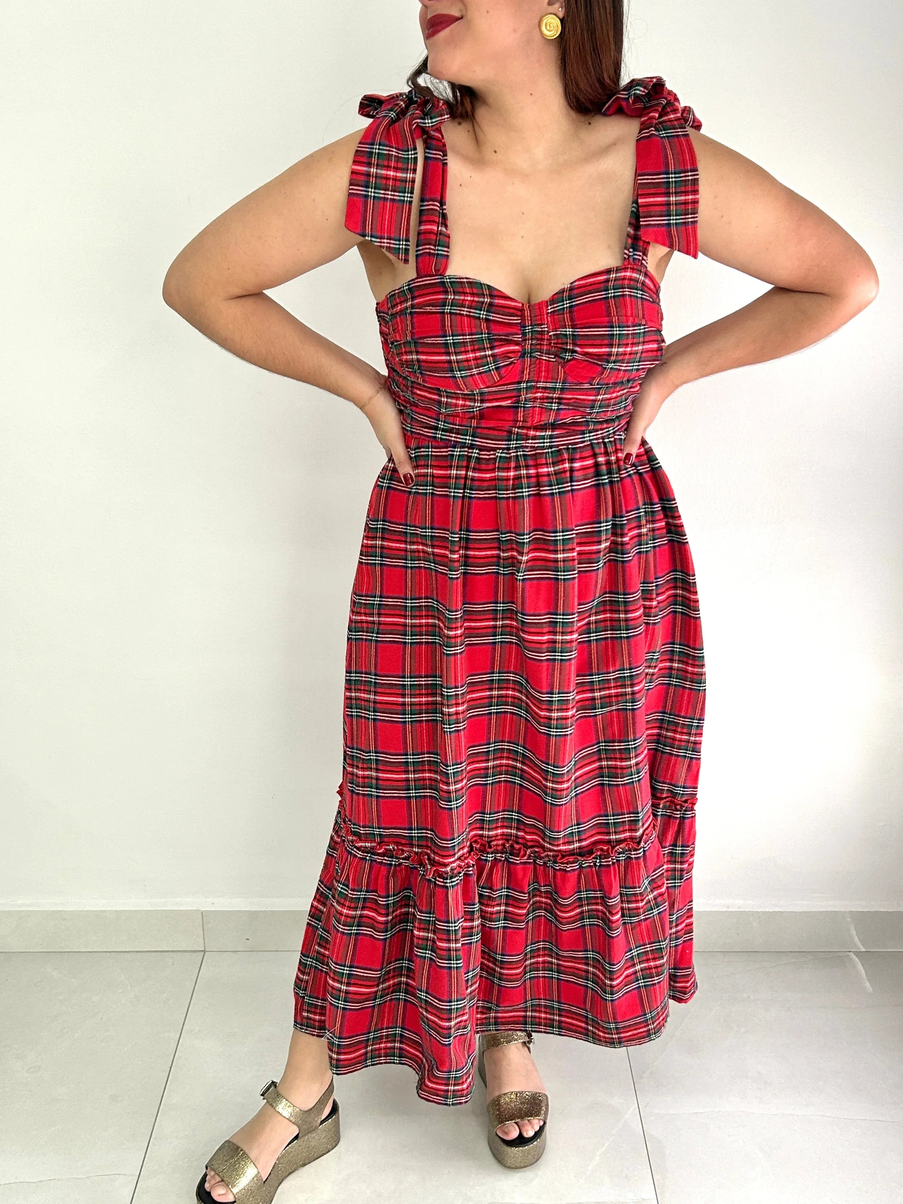 Martha Bow Midi Dress - Cuevas Closet - Dresses