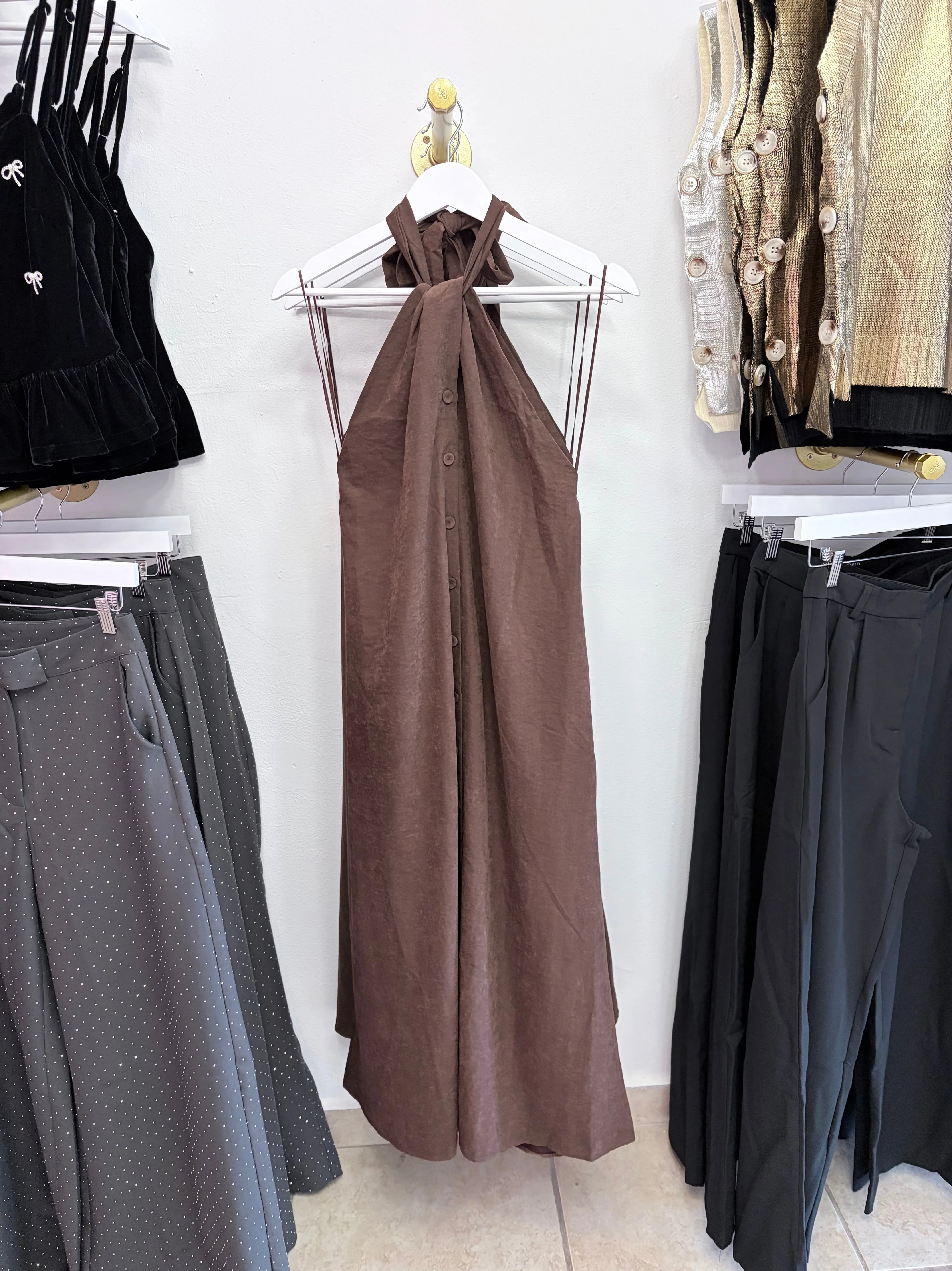 Millie Halter Midi Dress - Cuevas Closet - Dresses