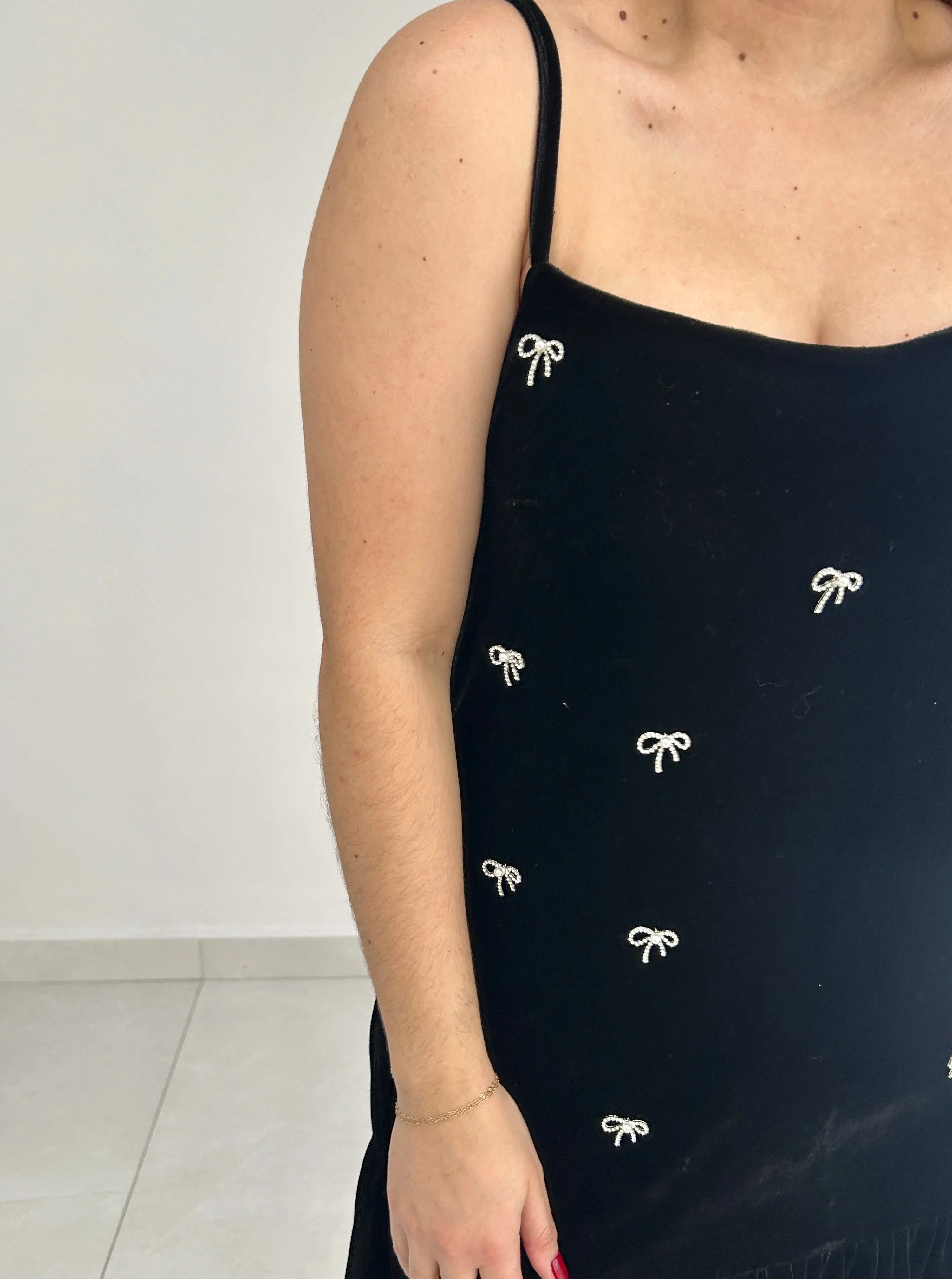 Poly Bow Mini Dress - Cuevas Closet - Dresses