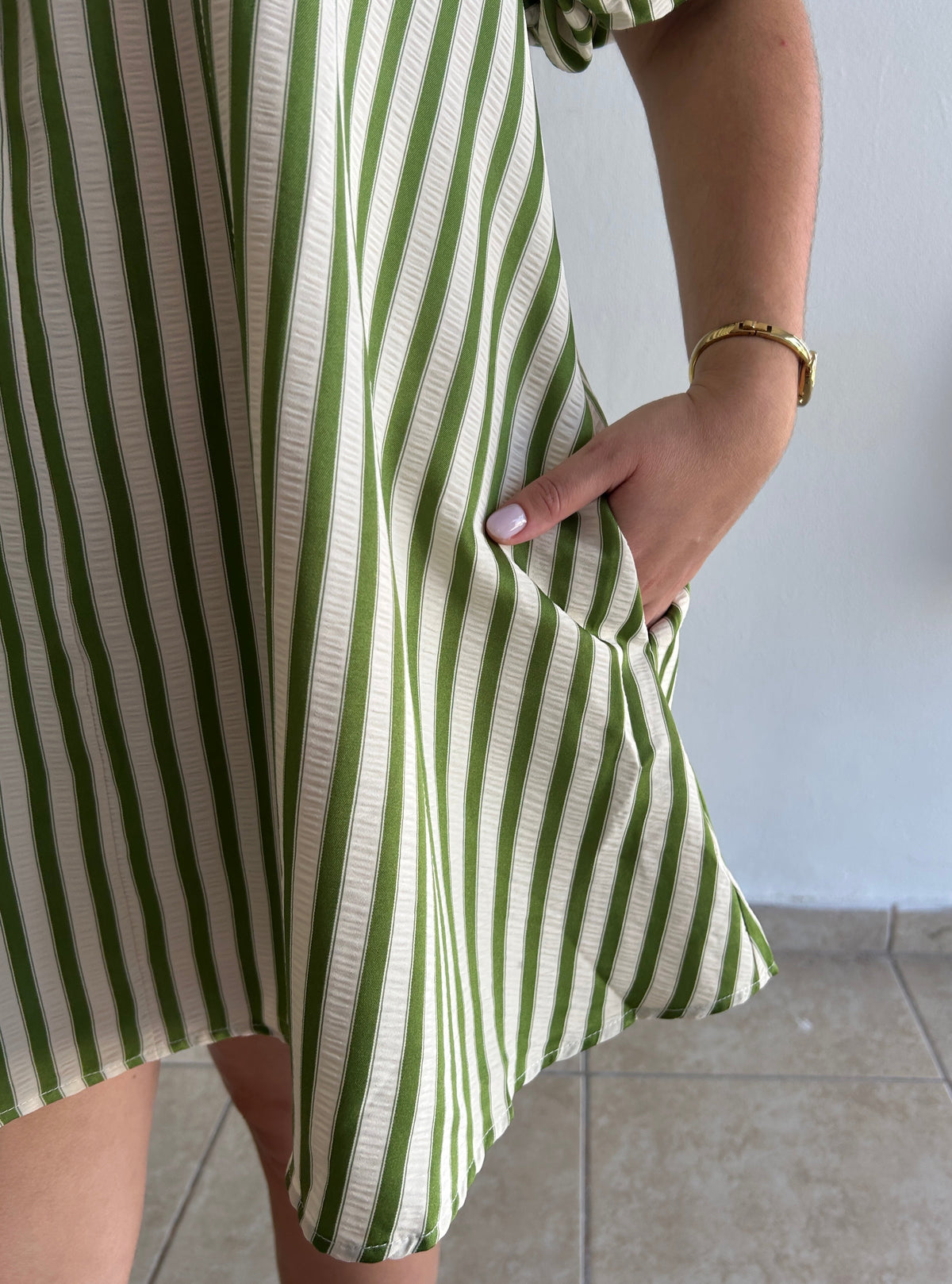 Scarlett Mini Stripe Dress - Green – view 10