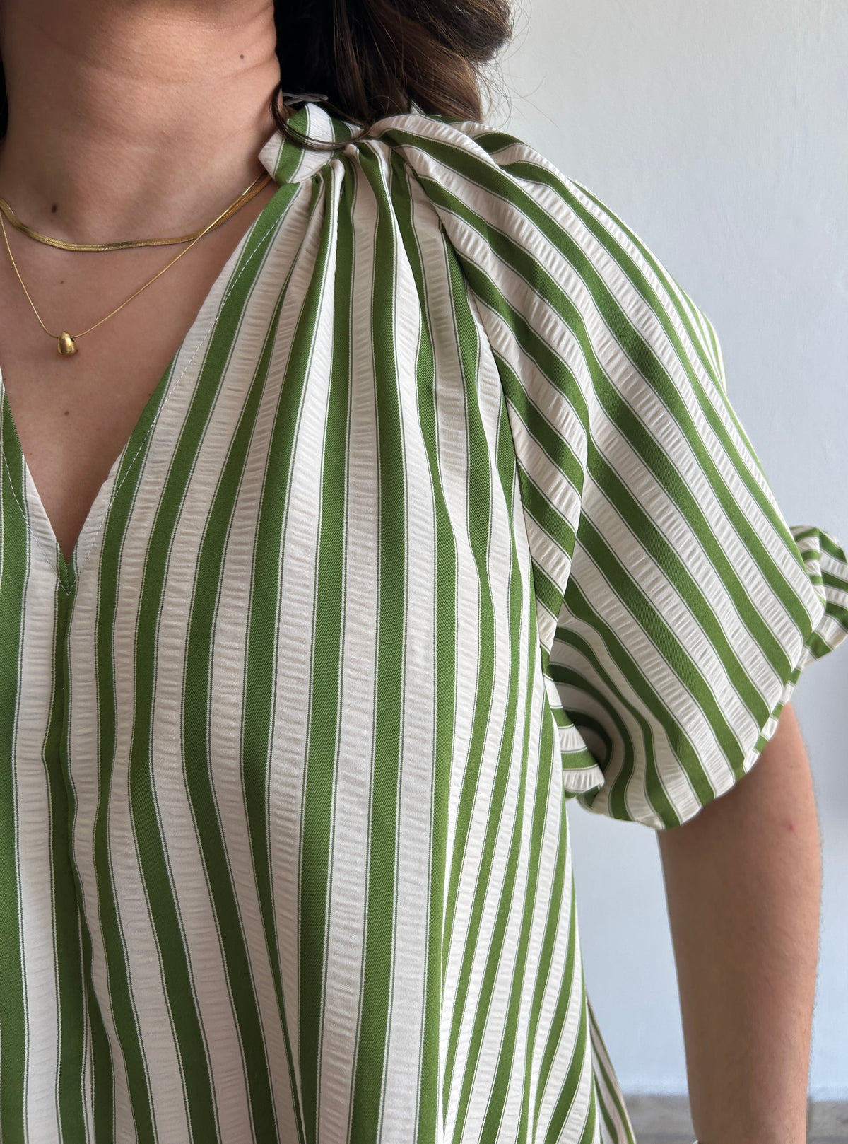 Scarlett Mini Stripe Dress - Green – view 9