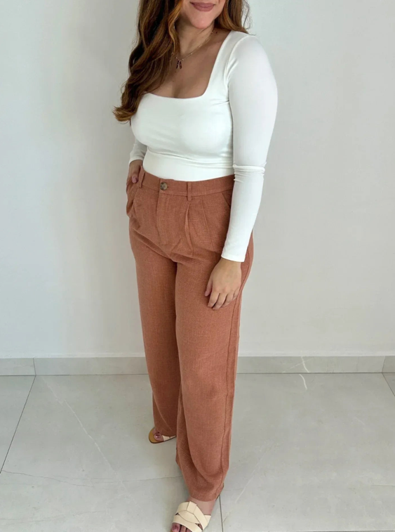 Evelyn Terracota Wide Leg Woven Pants – view 2