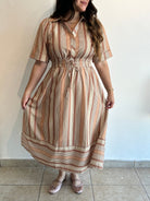 Eliana Stripe Midi Dress - Caramel – view 3