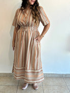 Eliana Stripe Midi Dress - Caramel – view 4