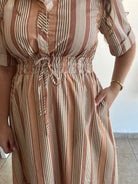 Eliana Stripe Midi Dress - Caramel – view 6