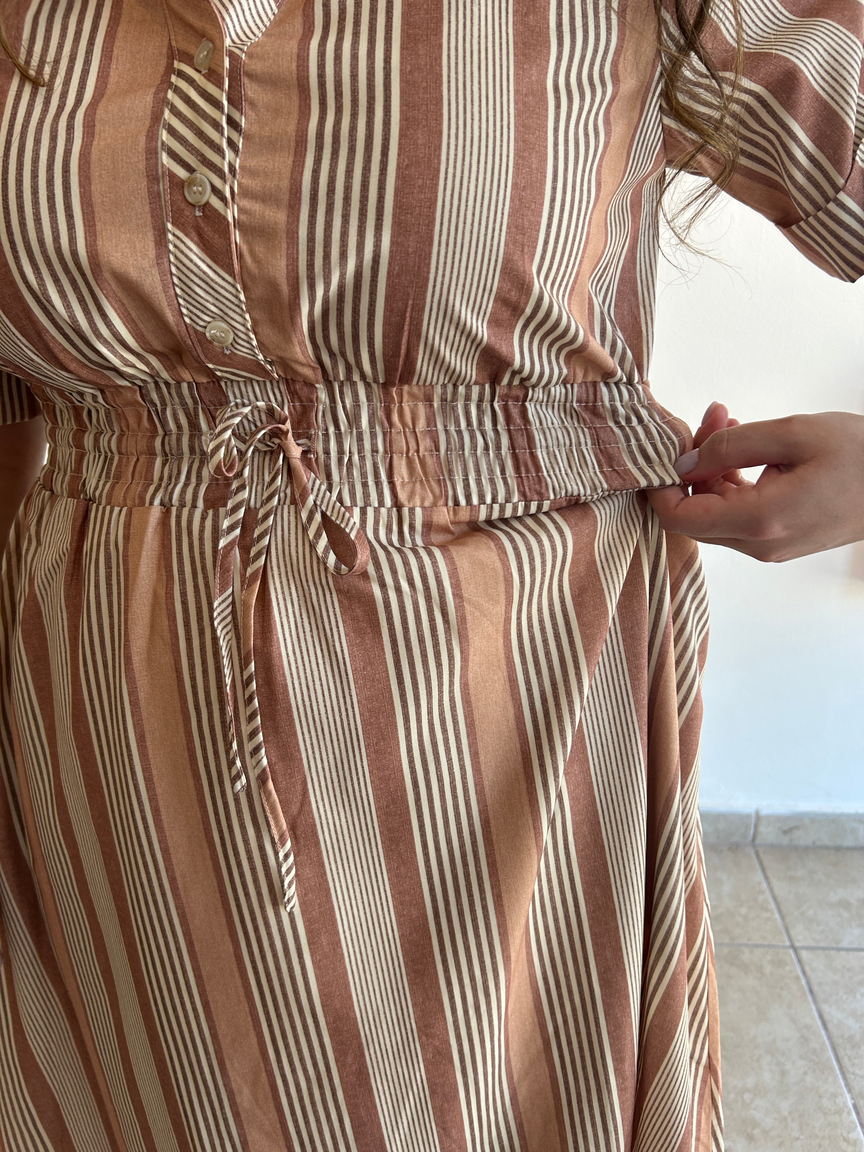 Eliana Stripe Midi Dress - Caramel – view 7