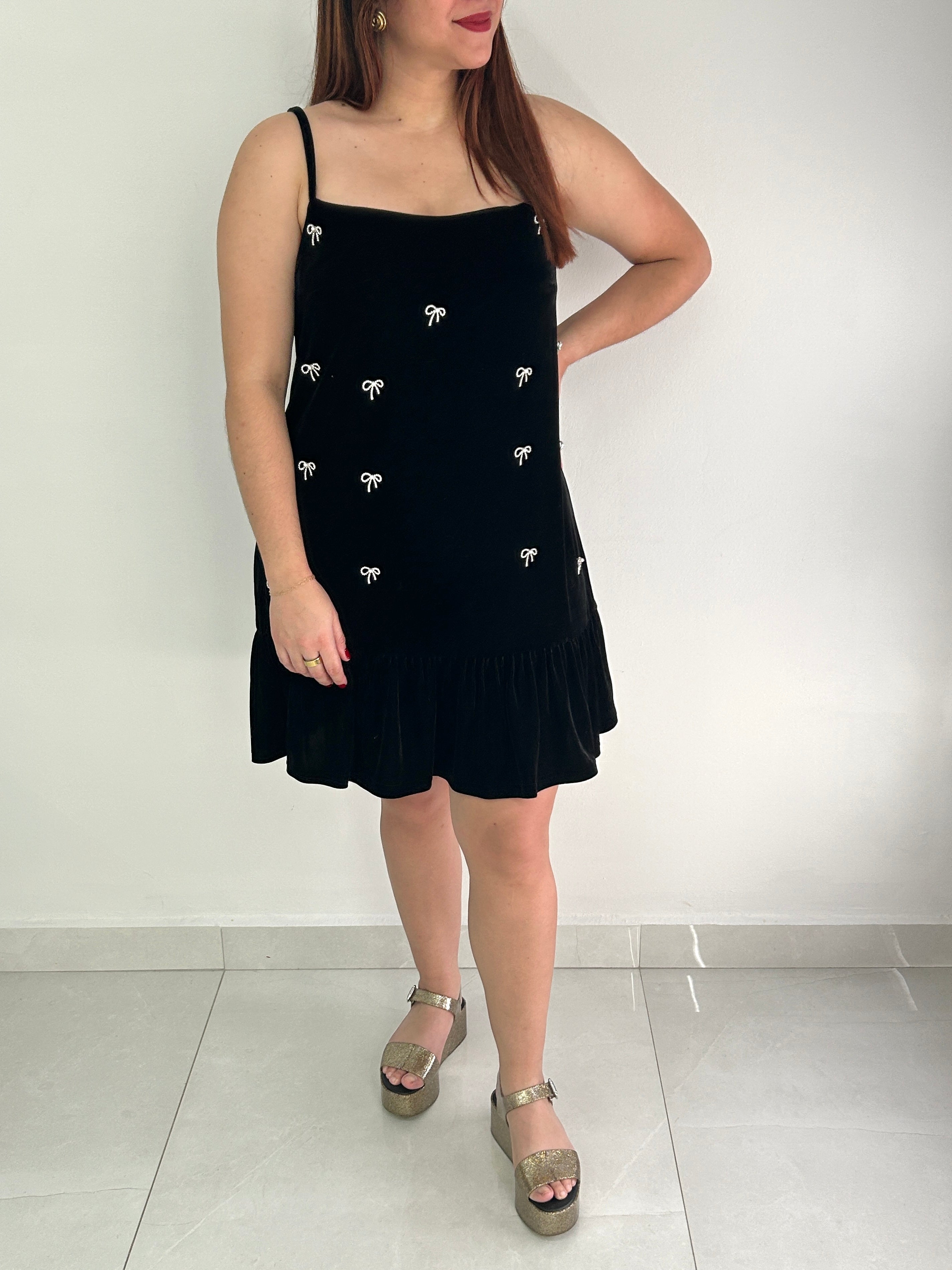 Poly Bow Mini Dress - Cuevas Closet - Dresses