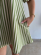 Scarlett Mini Stripe Dress - Green – view 10